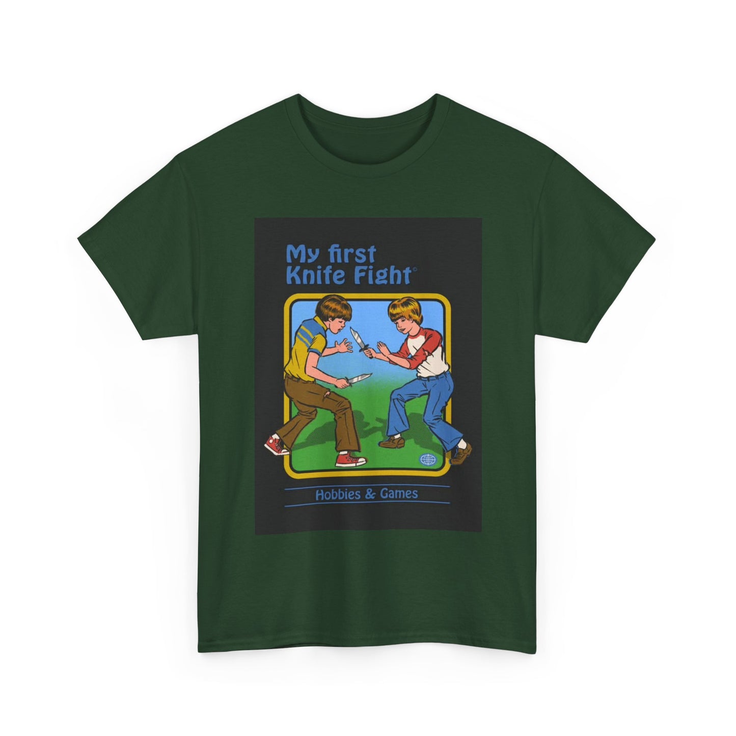 My First Knife Fight Tshirt Funny Kids Poster Retro 70s Unisex Heavy Cotton Tee