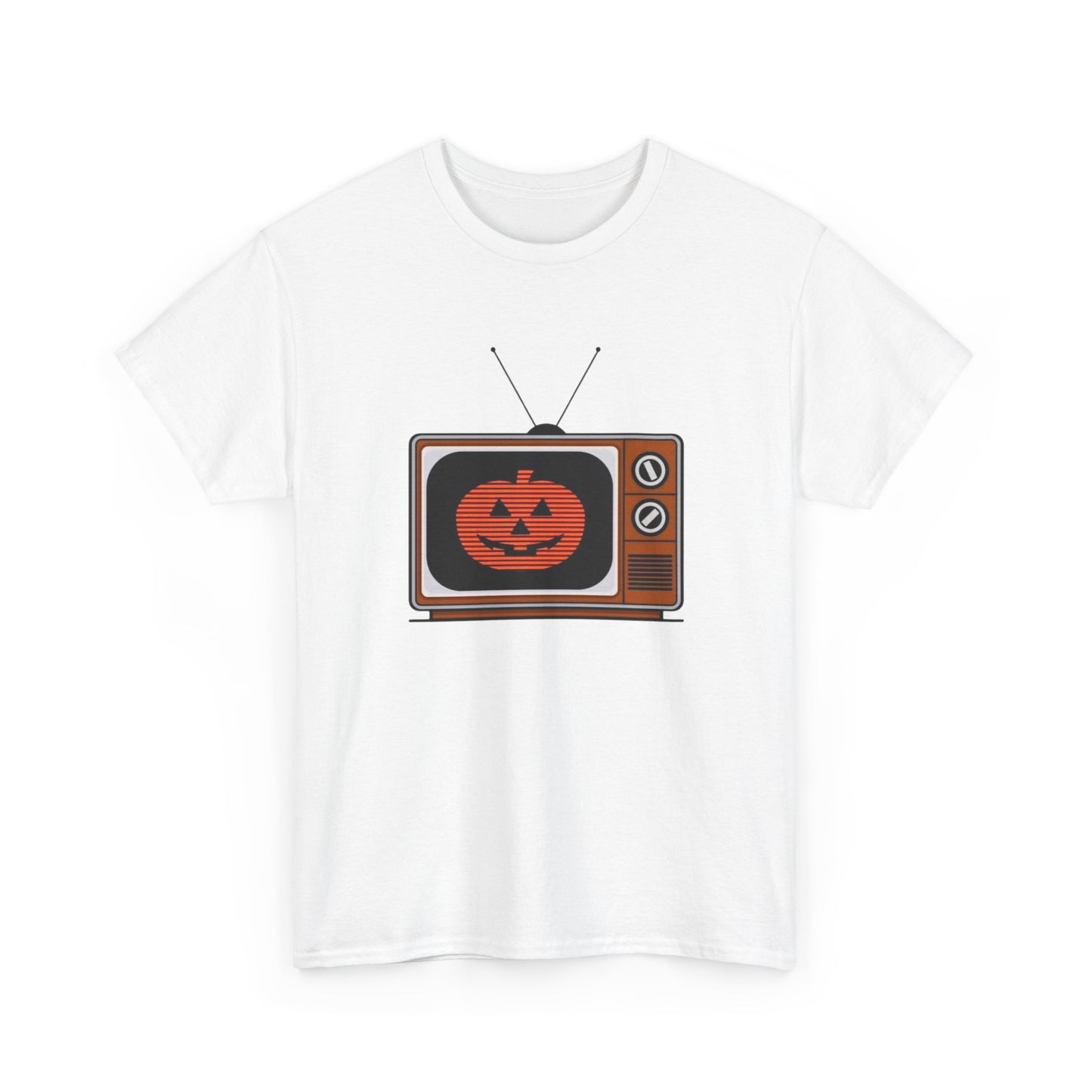 Halloween Pumpkin Tv Retro Graphic T Shirt Unisex Heavy Cotton Tee