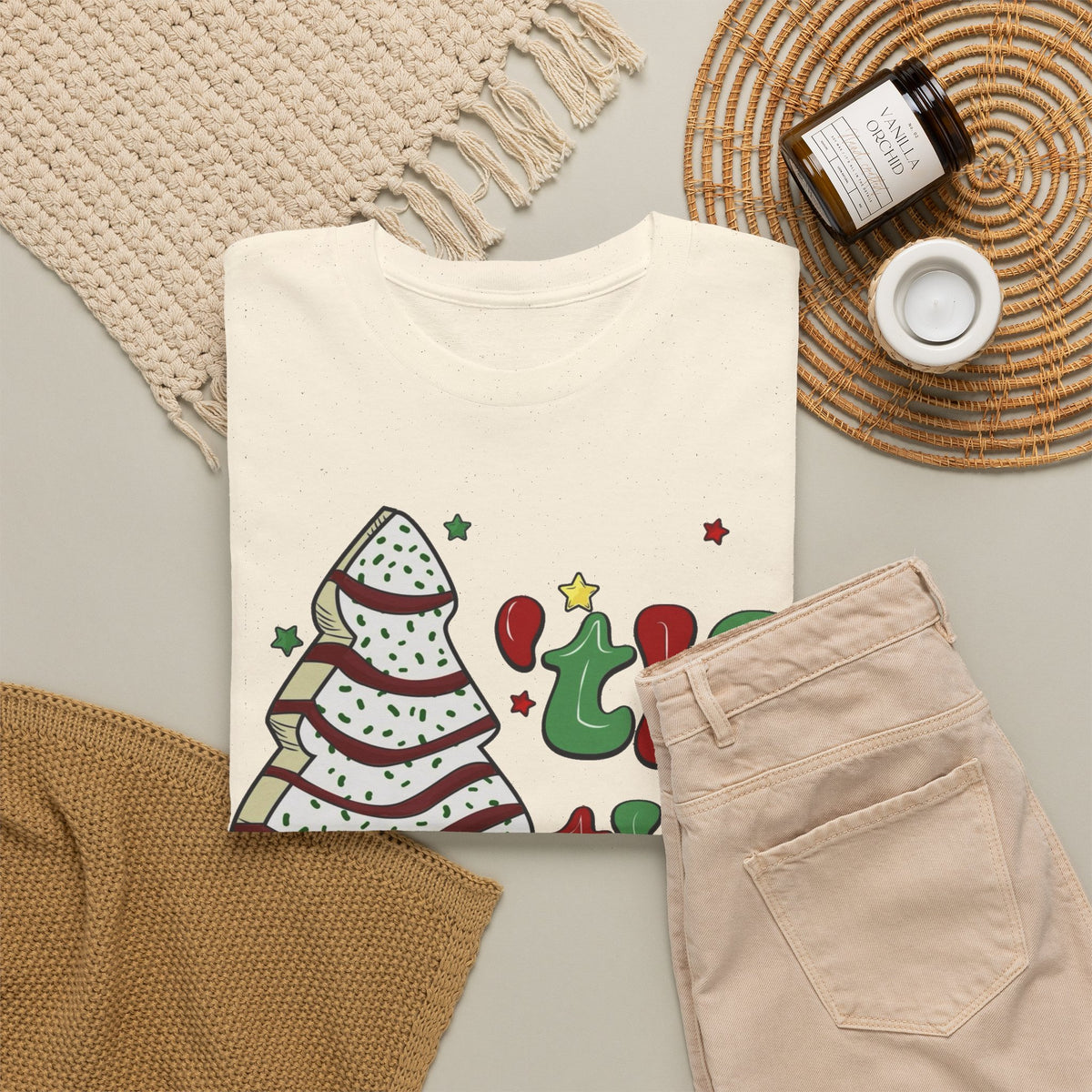 Tis the Season Christmas Tree T-Shirt Men's Graphic Tee Funny Cakes
