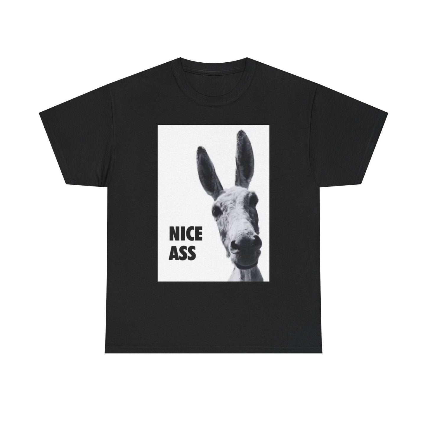 Nice Ass T Shirt Funny Donkey Animal Jokes Comedy Gift Unisex Heavy Cotton Tee