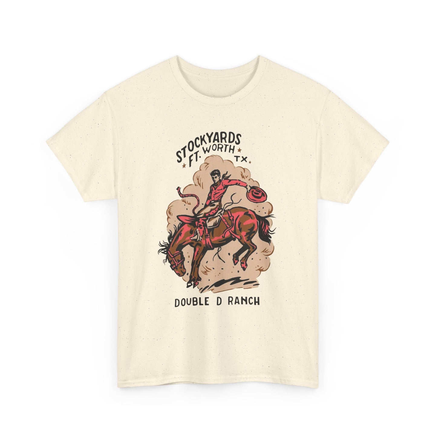 Texas Cowboy Stockyards Vintage Graphic T Shirt Unisex Heavy Cotton Tee