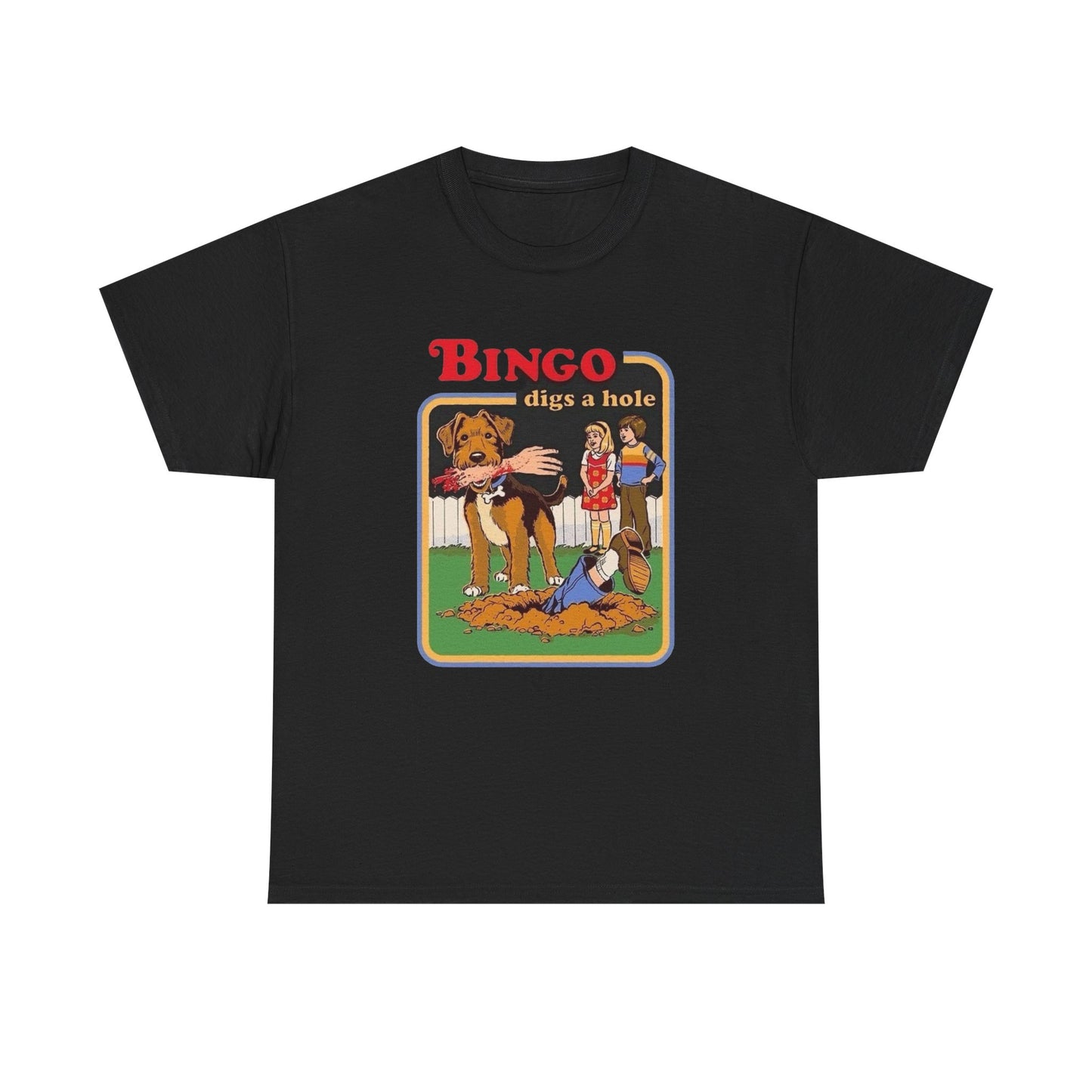 Bingo Digs A Hole Funny Dog Graphic T Shirt Unisex Heavy Cotton Tee