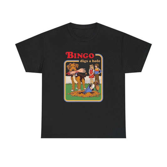 Bingo Digs A Hole Funny Dog Graphic T Shirt Unisex Heavy Cotton Tee