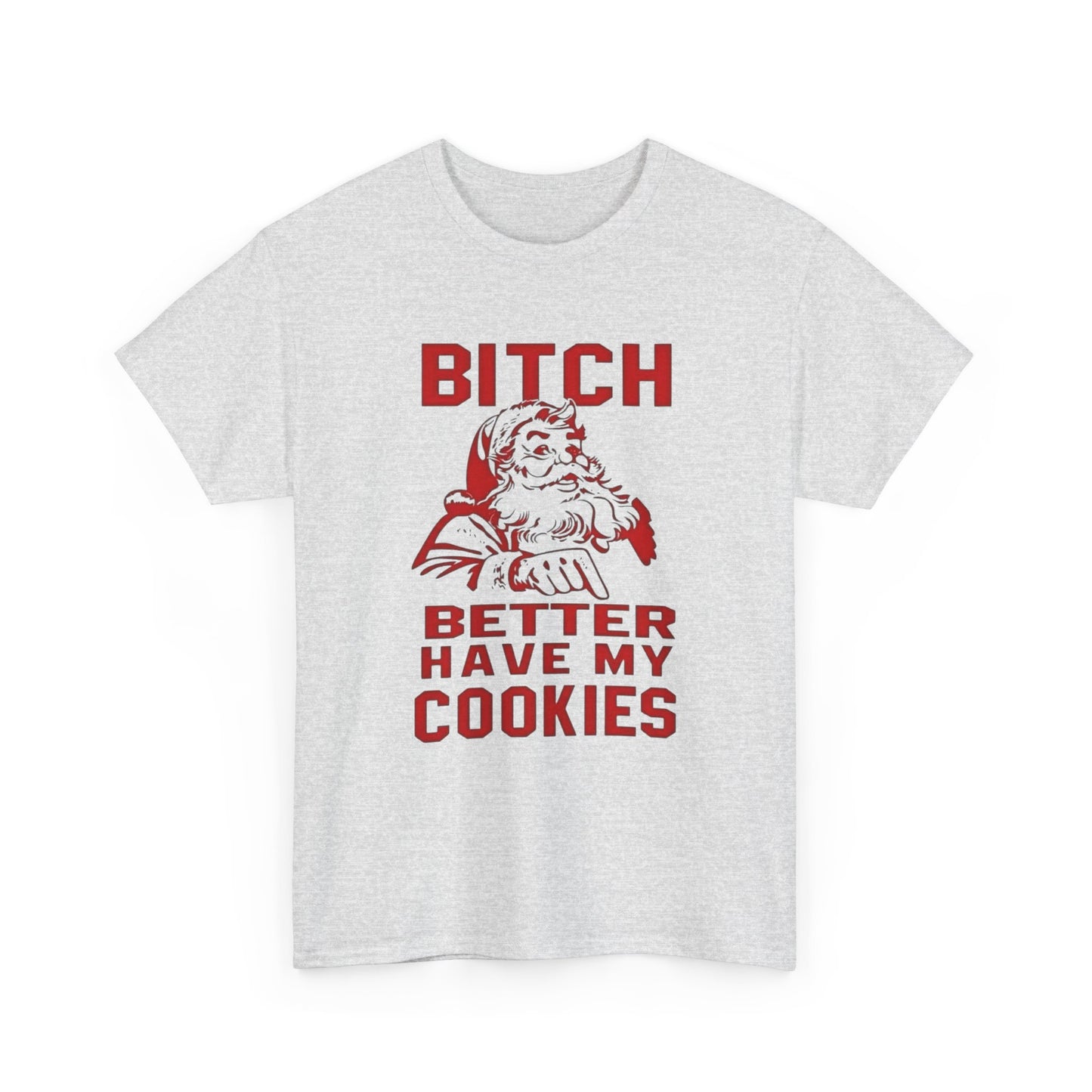 Santa Hilarious Cookies Jokes Christmas Graphic T Shirt Unisex Heavy Cotton Tee