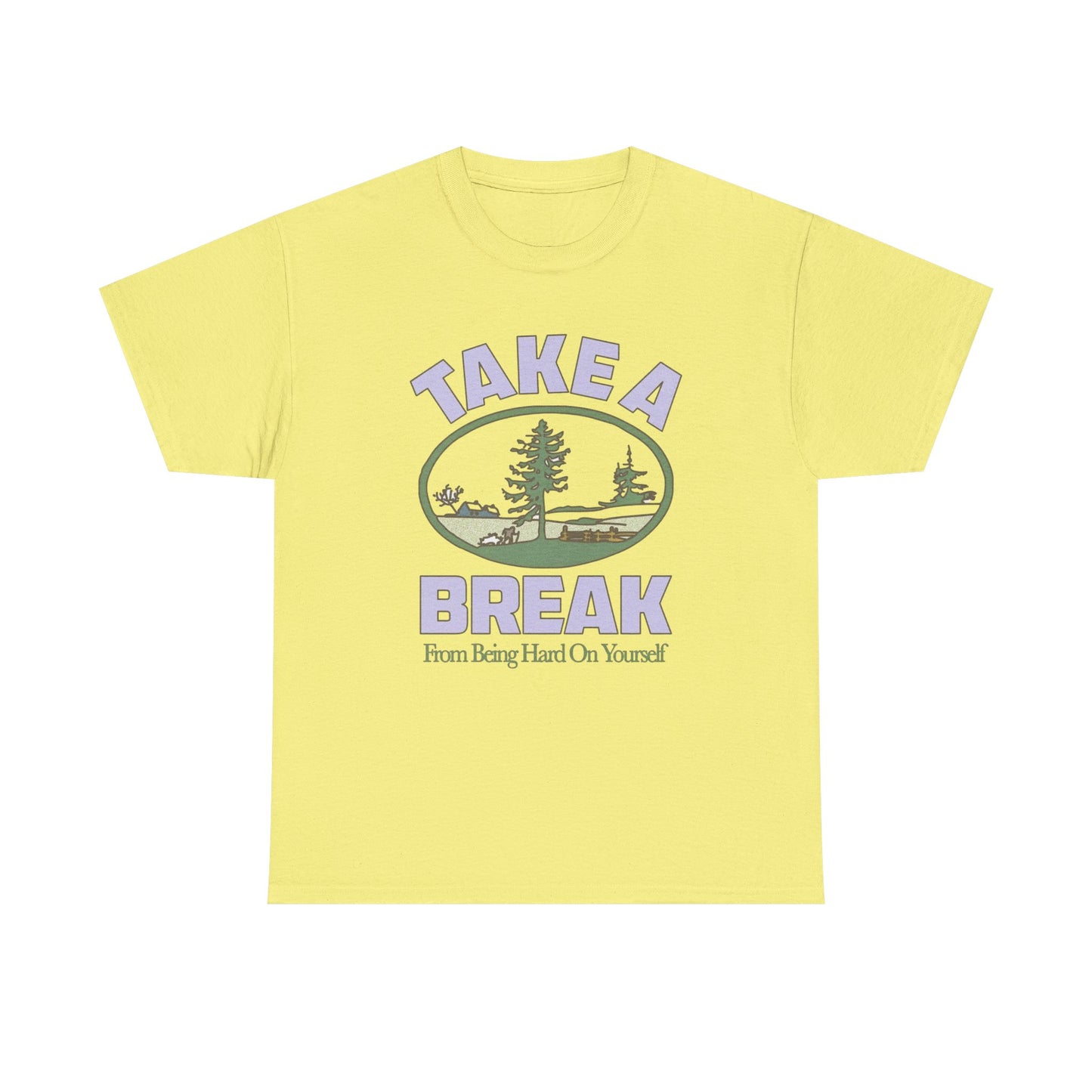 Take A Break Mental Health Retro Graphic T Shirt NEW Adult Unisex Heavy Cotton
