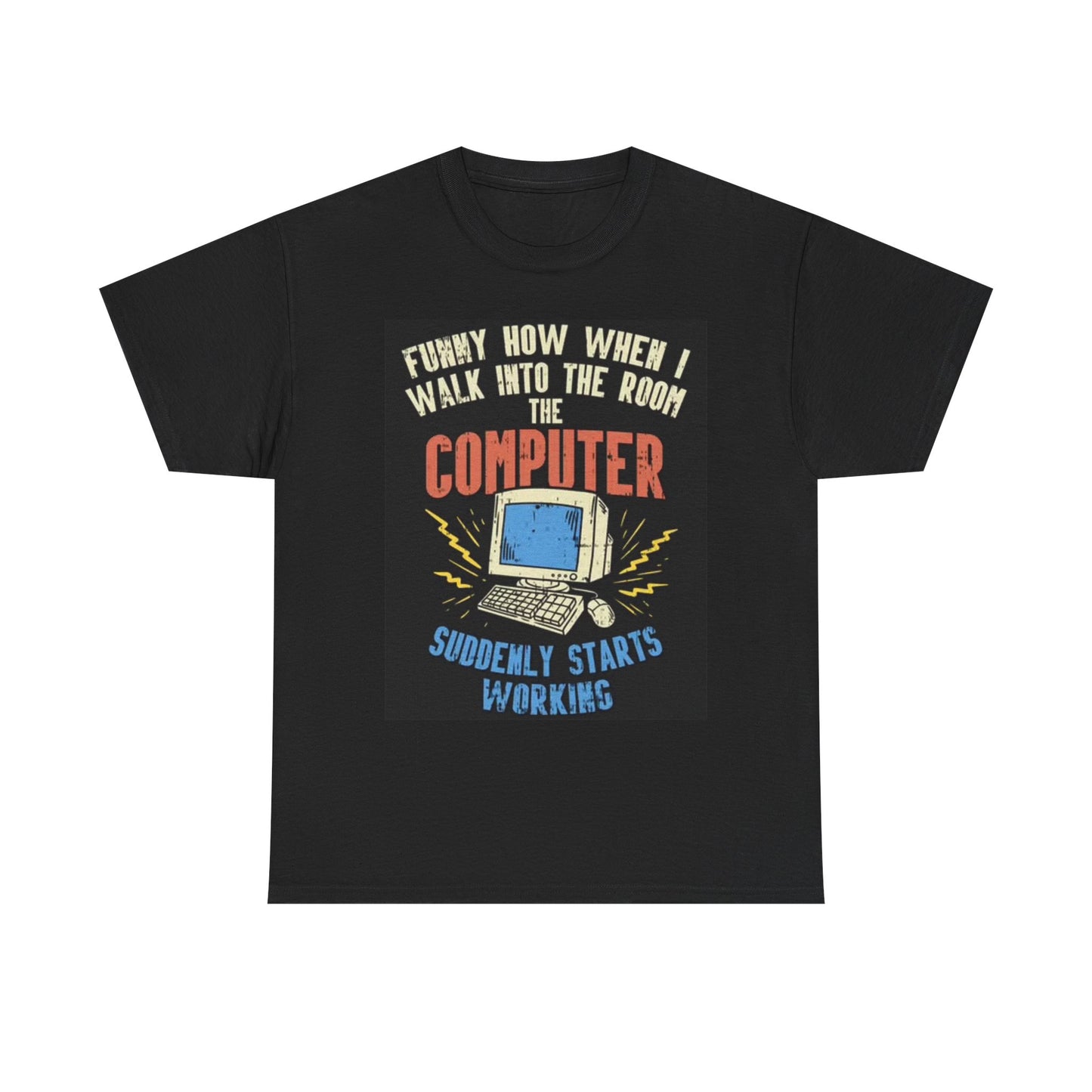 IT Department Funny T Shirt Broken Computer Unisex Heavy Cotton Tee