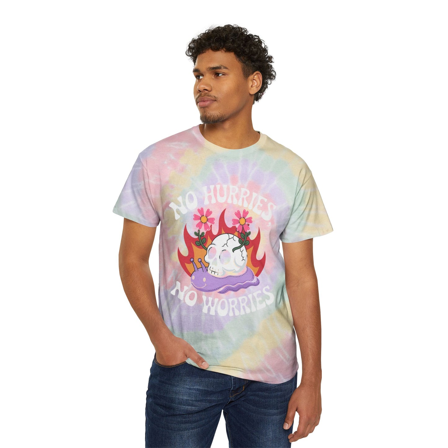 No Hurries No Worries Graphic T Shirt Vintage Tie-Dye Tee, Spiral