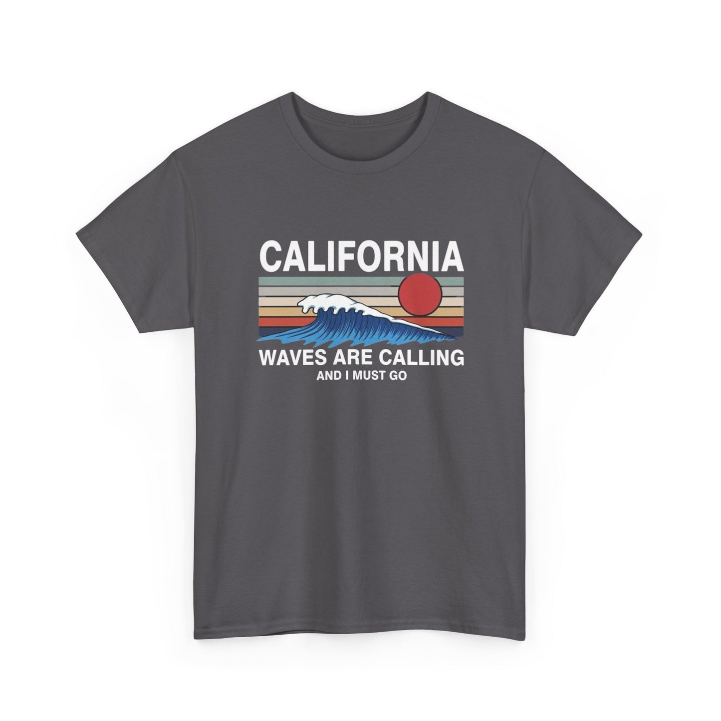 California Waves Are Calling Surfing Graphic T Shirt Unisex Adults NEW