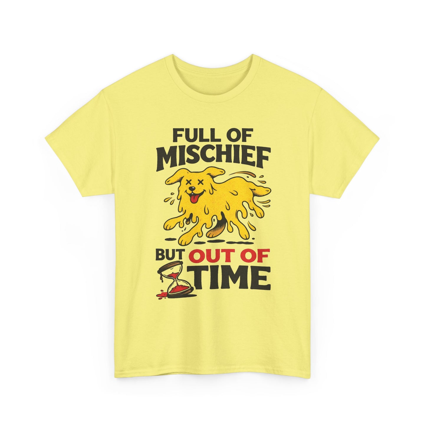 Full Of Mischief Funny Dog Graphic T Shirt Men's Heavy Cotton Tee