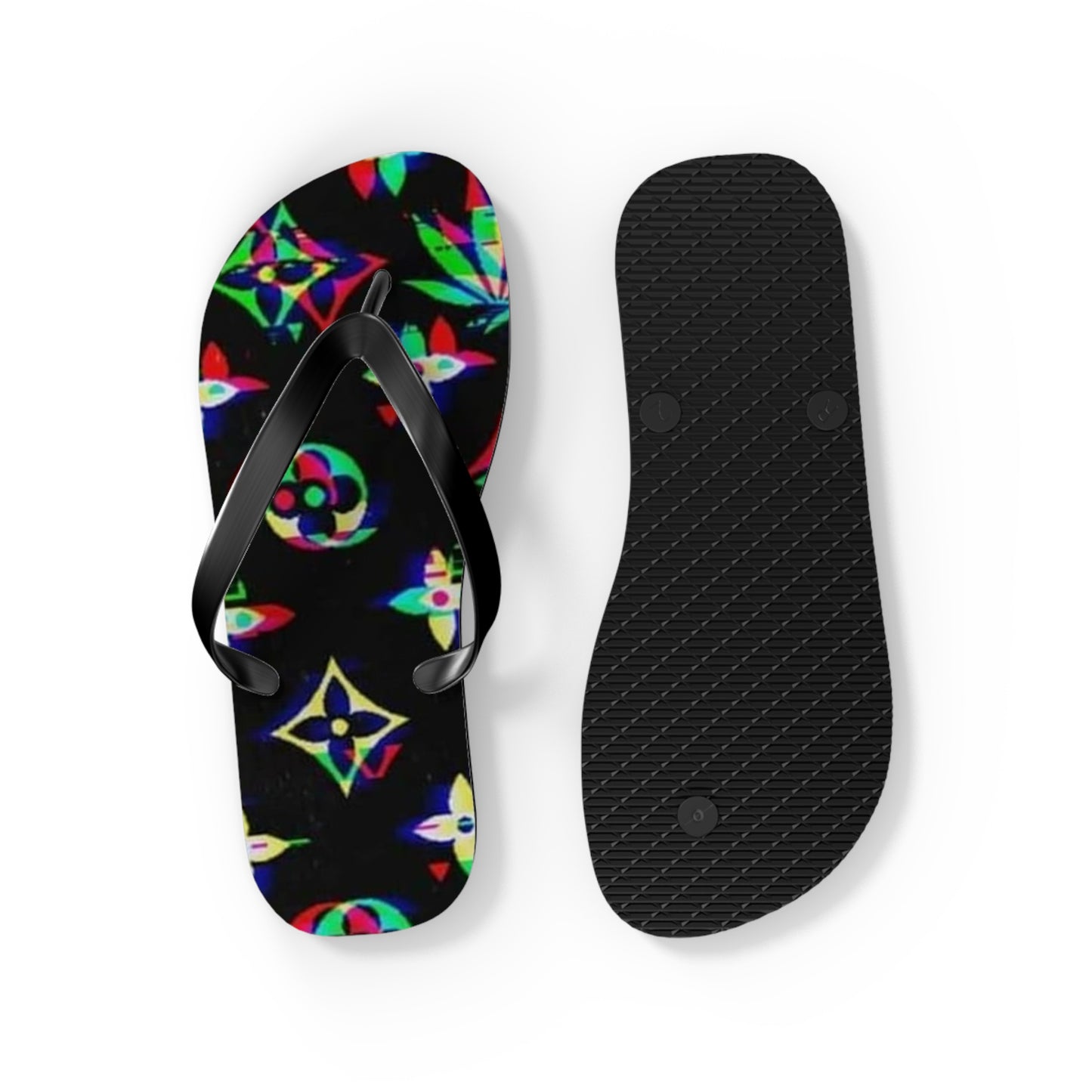 WAVES And SUN Co Sandals Weed Leafs  - Flip Flops -Slides Summer Beach BRAND NEW