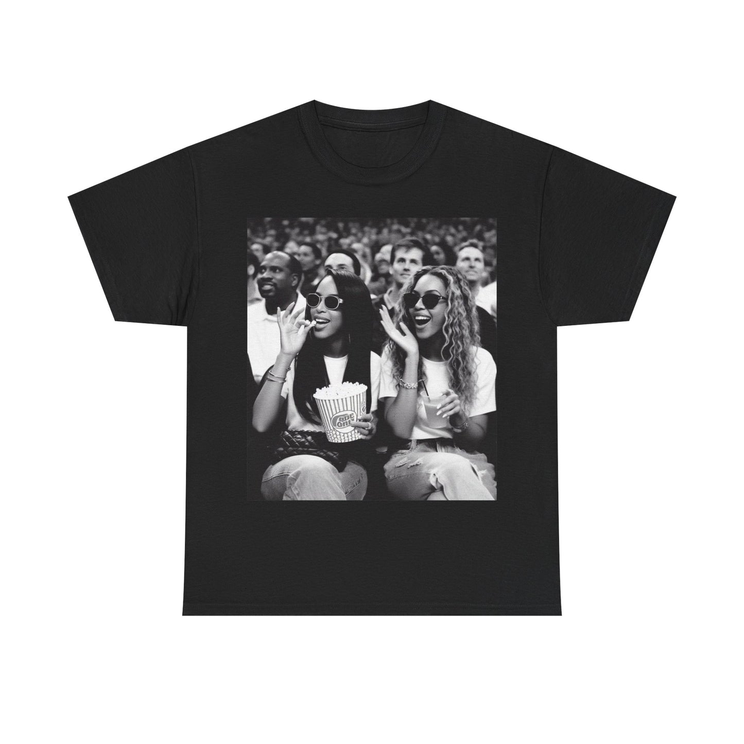 Aaliyah and Beyonce Tshirt Vintage Courtside Photo Tour Unisex Heavy Cotton Tee