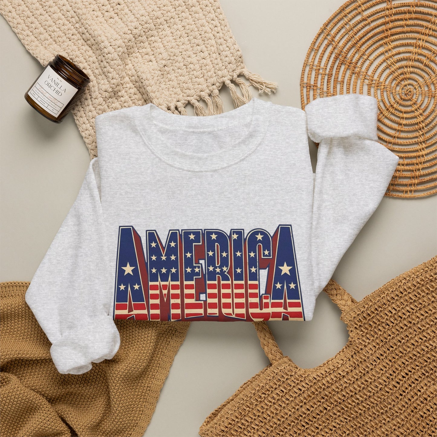 America Graphic USA Retro Sweater NEW Unisex Heavy Blend™ Crewneck Sweatshirt