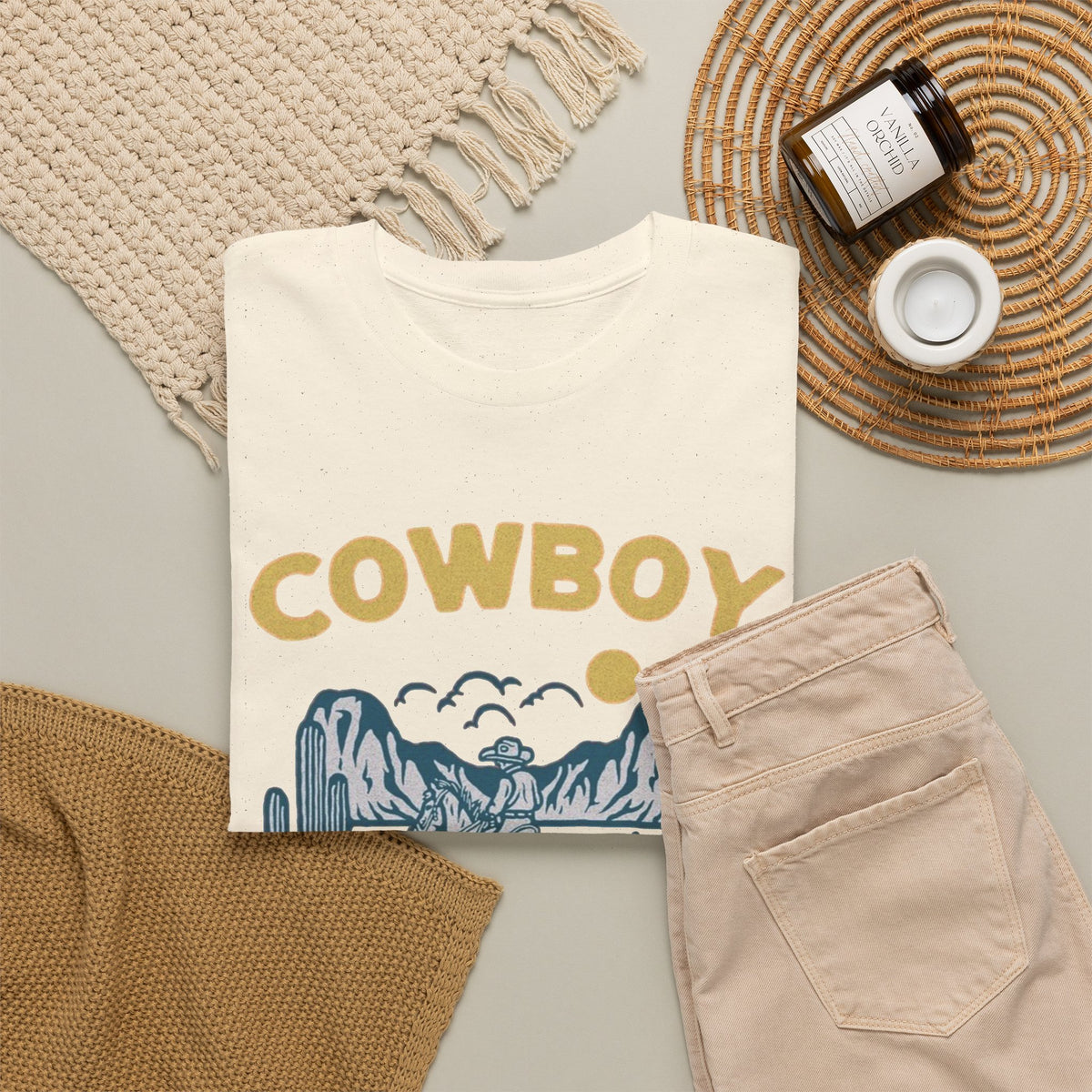 Cowboy Wild Desert American Western Graphic T-Shirt Men's Graphic Tee