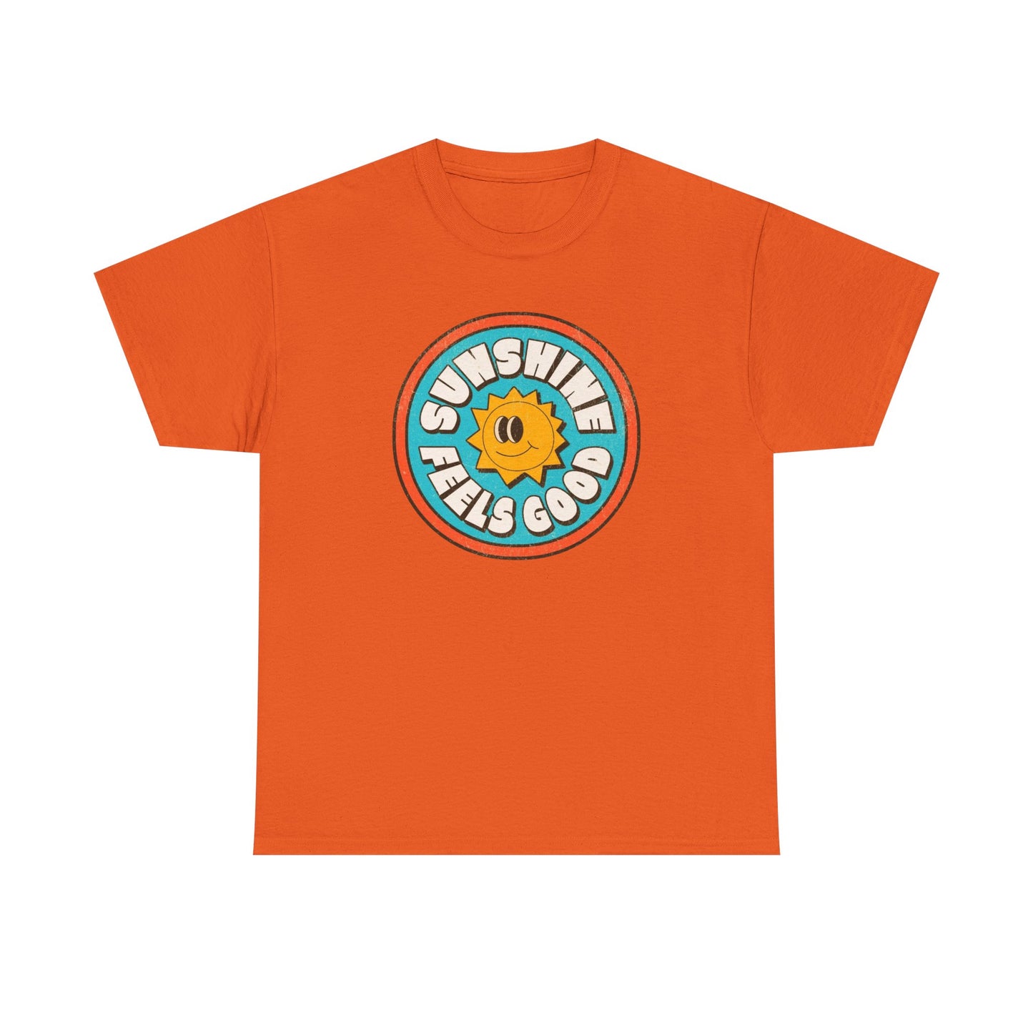 Sunshine Feels Good Graphic T Shirt Happy Smiles Unisex Heavy Cotton Tee