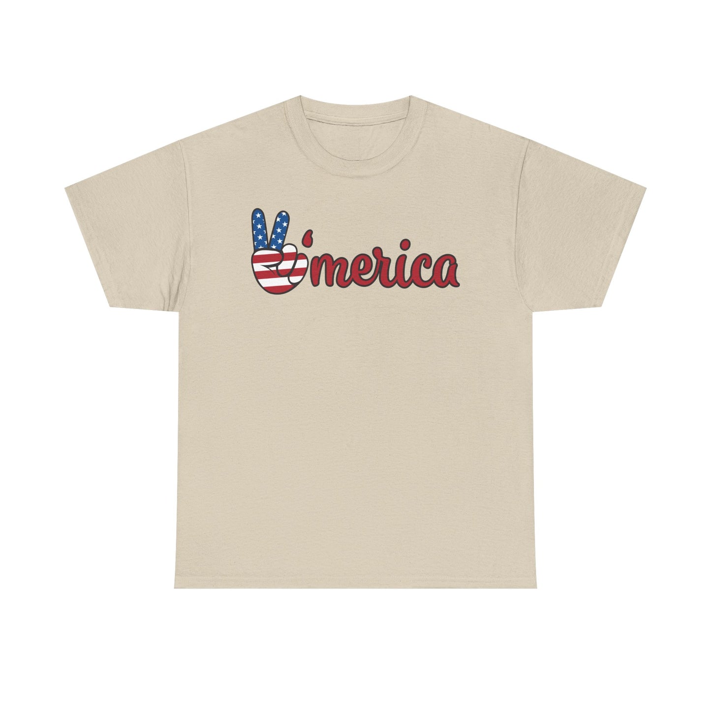 America Peace Sign Graphic T Shirt USA American Flag Unisex Heavy Cotton Tee