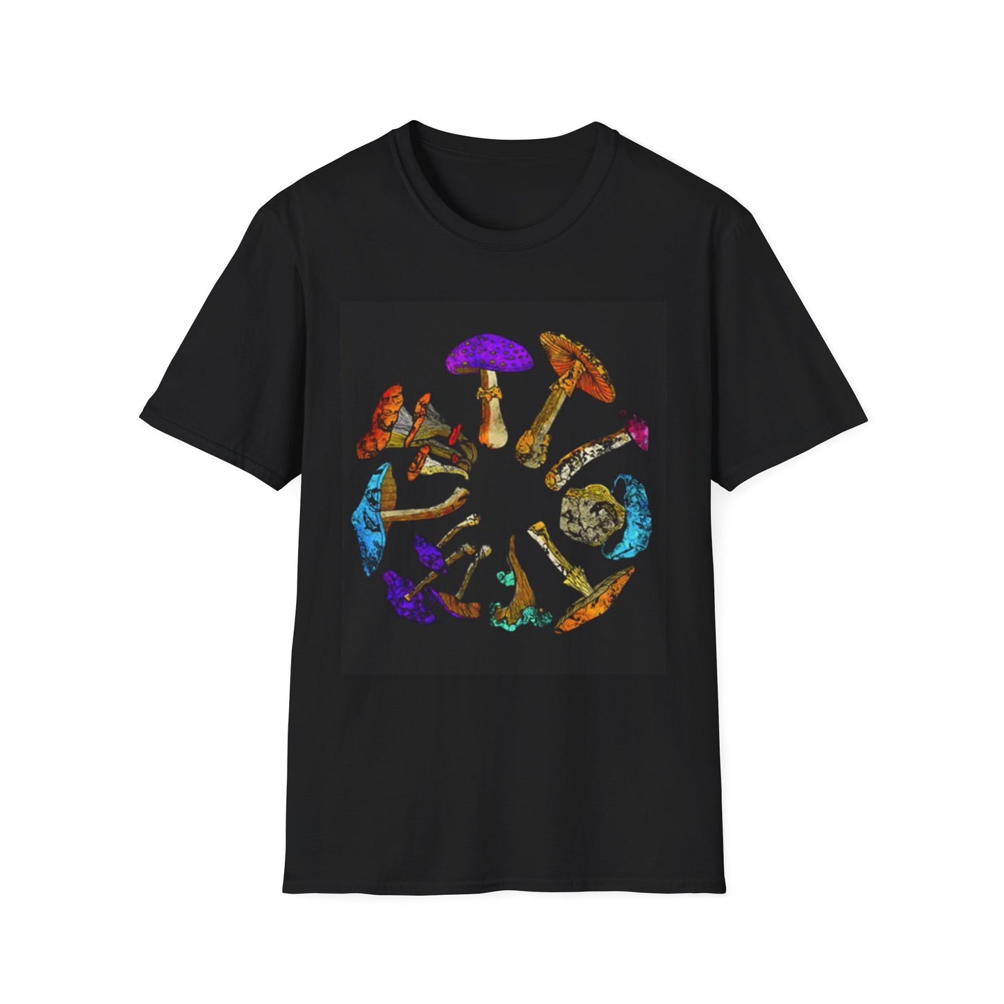 Trippy Mushroom graphic T Shirt Retro Rainbow Unisex Softstyle T-Shirt