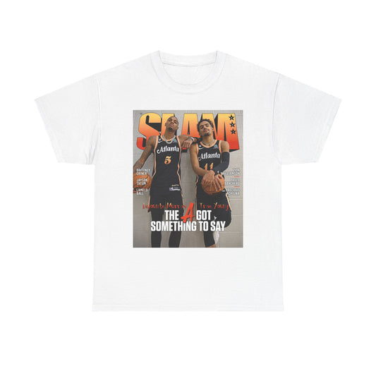 Trae Young Slam Cover Graphic T Shirt Retro Basketball Unisex Heavy Cotton Tee