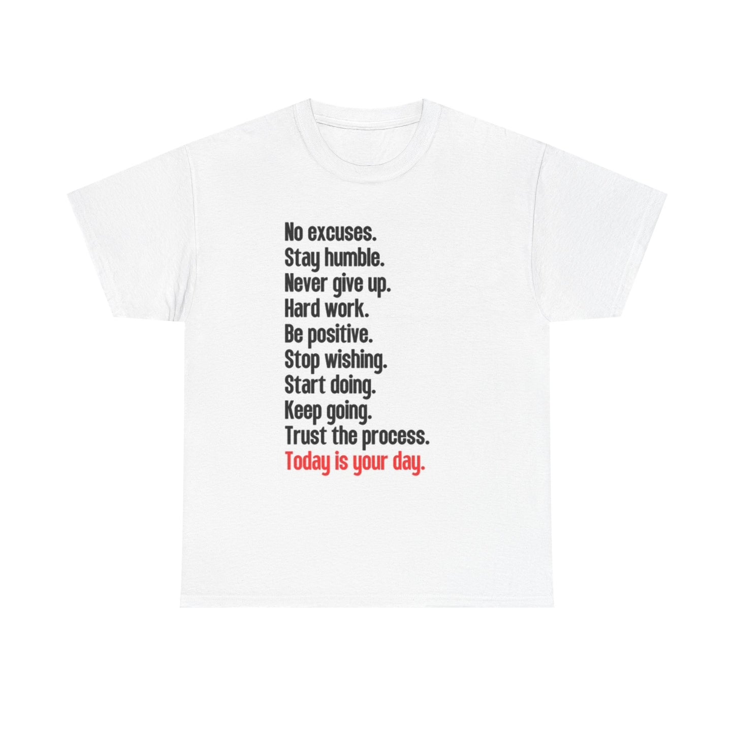 No Excuses Graphic T Shirt Motivation Hard Work GYM Unisex Heavy Cotton Tee
