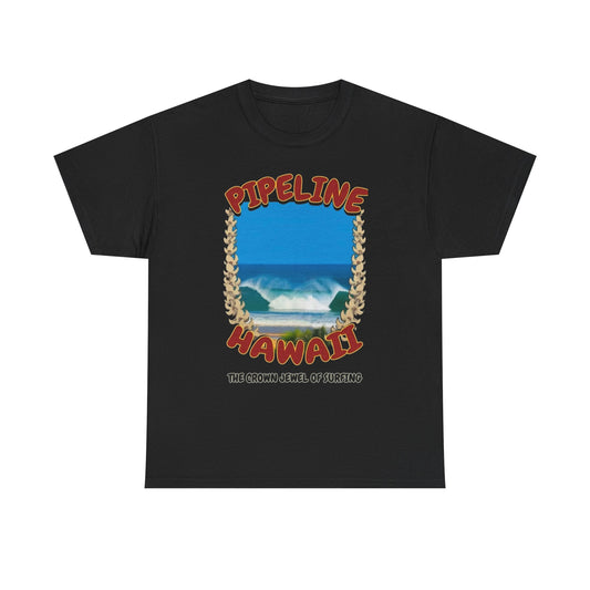 Pipeline Hawaii Surfing Graphic T-Shirt Unisex Heavy Cotton Tee Gift