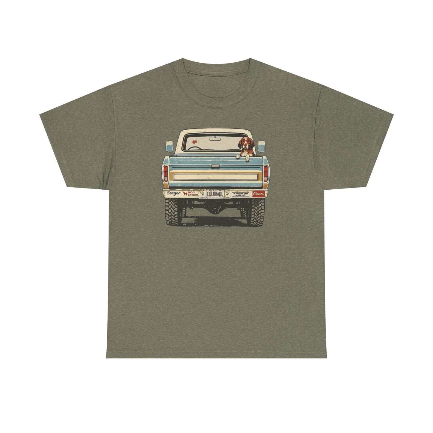 Mans Best Friend In Pickup Truck USA Graphic T Shirt NEW Unisex Heavy Cotton Tee