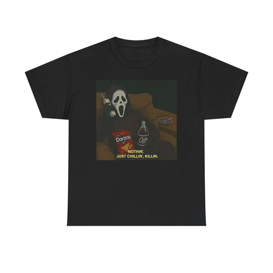 Scream Funny Cartoon Chillin And Killin Graphic T-Shirt Comfy Cotton Tee Brand
