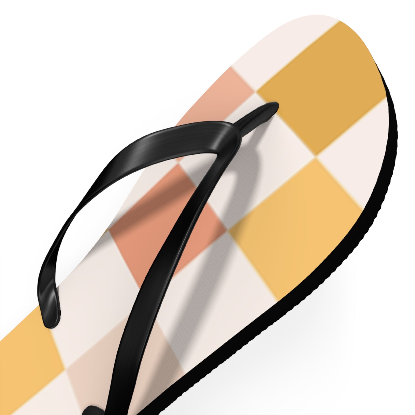 Peach Checkered Sandals, Beach Shoes, Vacation Flip Flops, Pool Slides