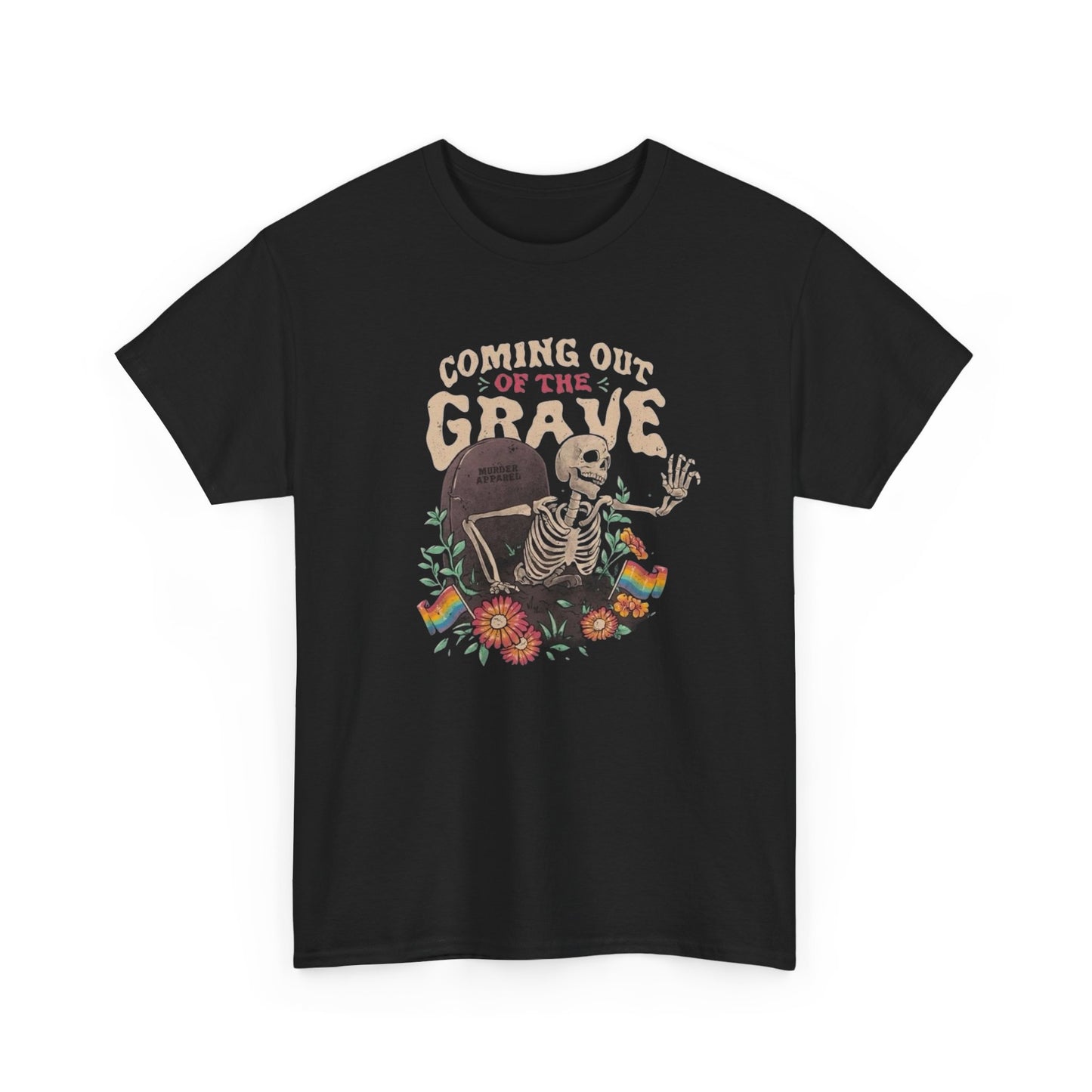 Coming Out Of The Grave Rainbow Flag Graphic T-Shirt Unisex Heavy Cotton Tee NEW