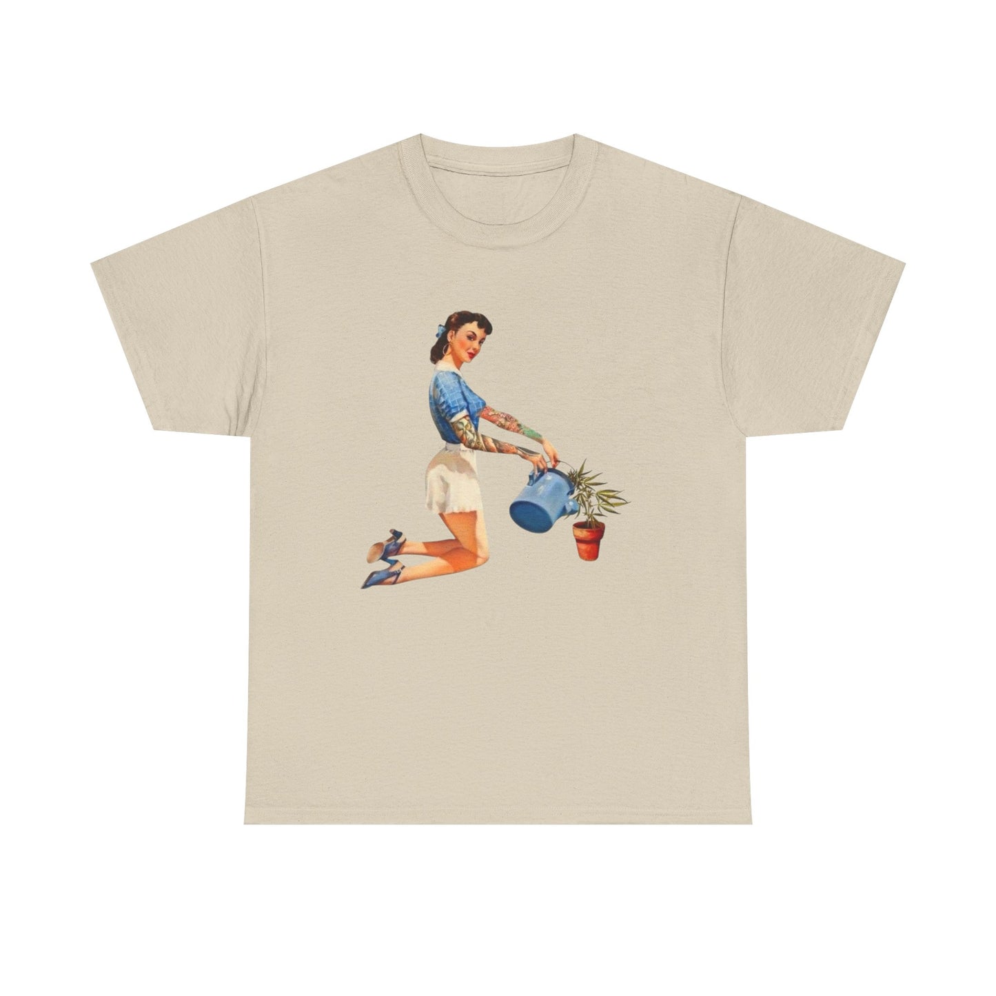 Pinup Model Weeds Graphic T-Shirt Womens Comfy Cotton Tee NEW