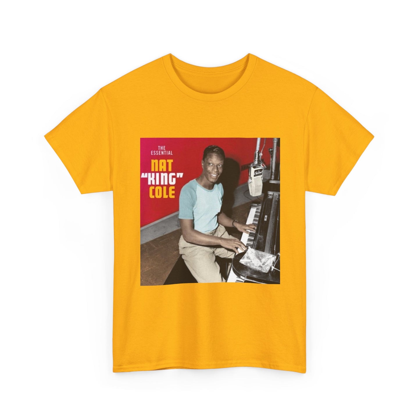 Nat King Cole Tshirt Vintage Piano Concert Poster retro Unisex Heavy Cotton Tee