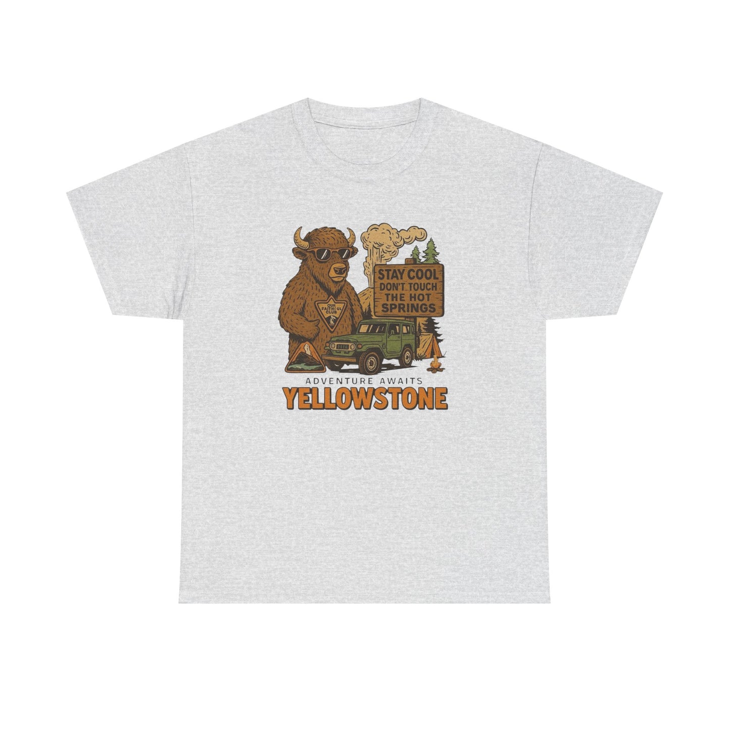 Adventure Awaits At Yellowstone Graphic T Shirt Unisex Heavy Cotton Tee