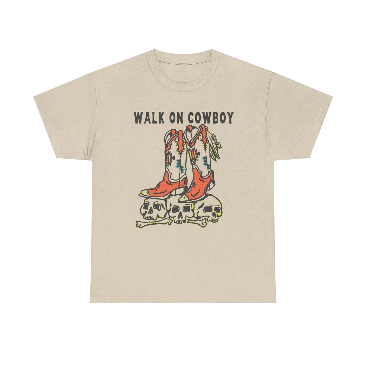 Walk On Cowboy Graphic T Shirt Unisex Heavy Cotton Tee