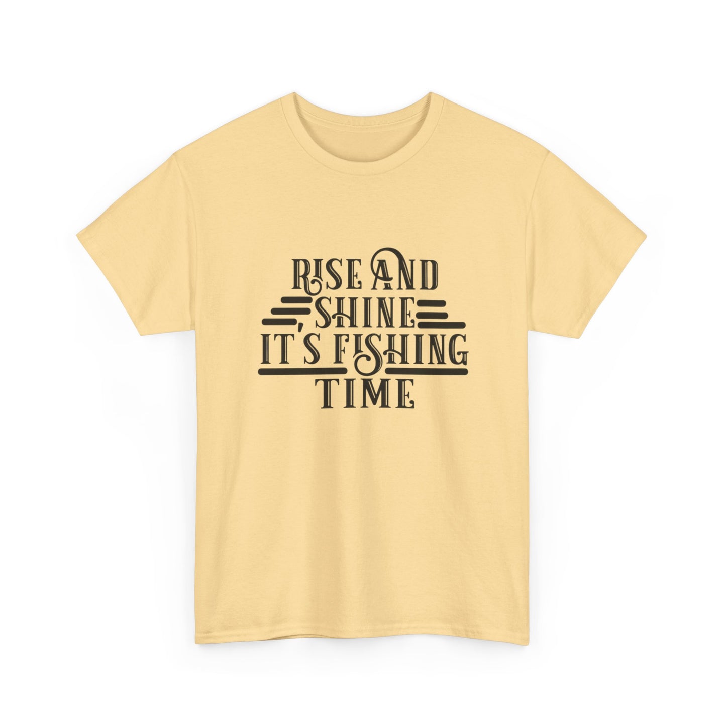 Rise And Shine Its Fishing Time Graphic T Shirt NEW ADULT TEE VINTAGE