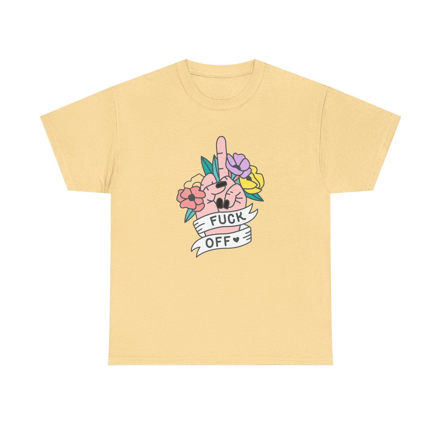 Flowers Middle Finger T Shirt Graphic Unisex Heavy Cotton Tee NEW GIFT