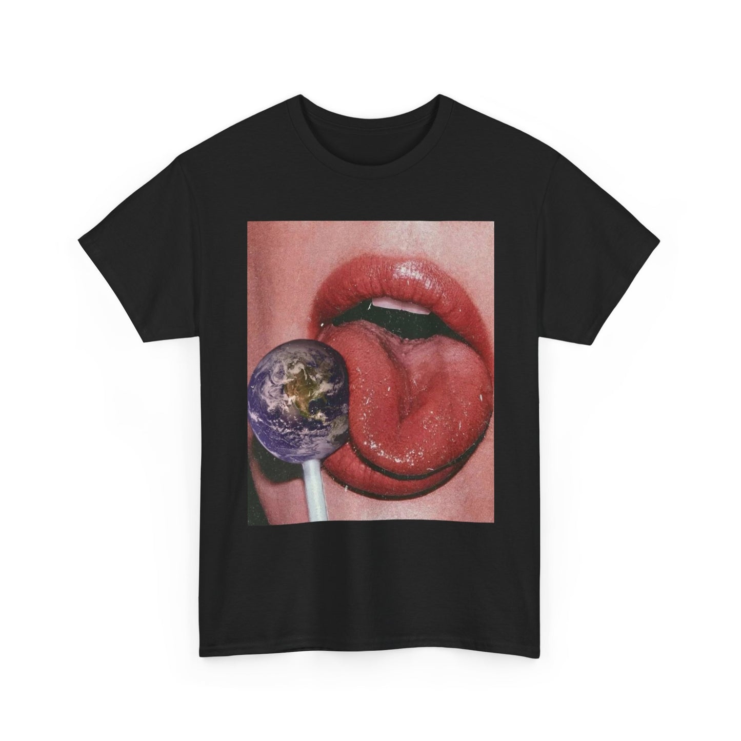 Earth On A Lollipop T Shirt Unisex Heavy Cotton Vintage Gift NEW