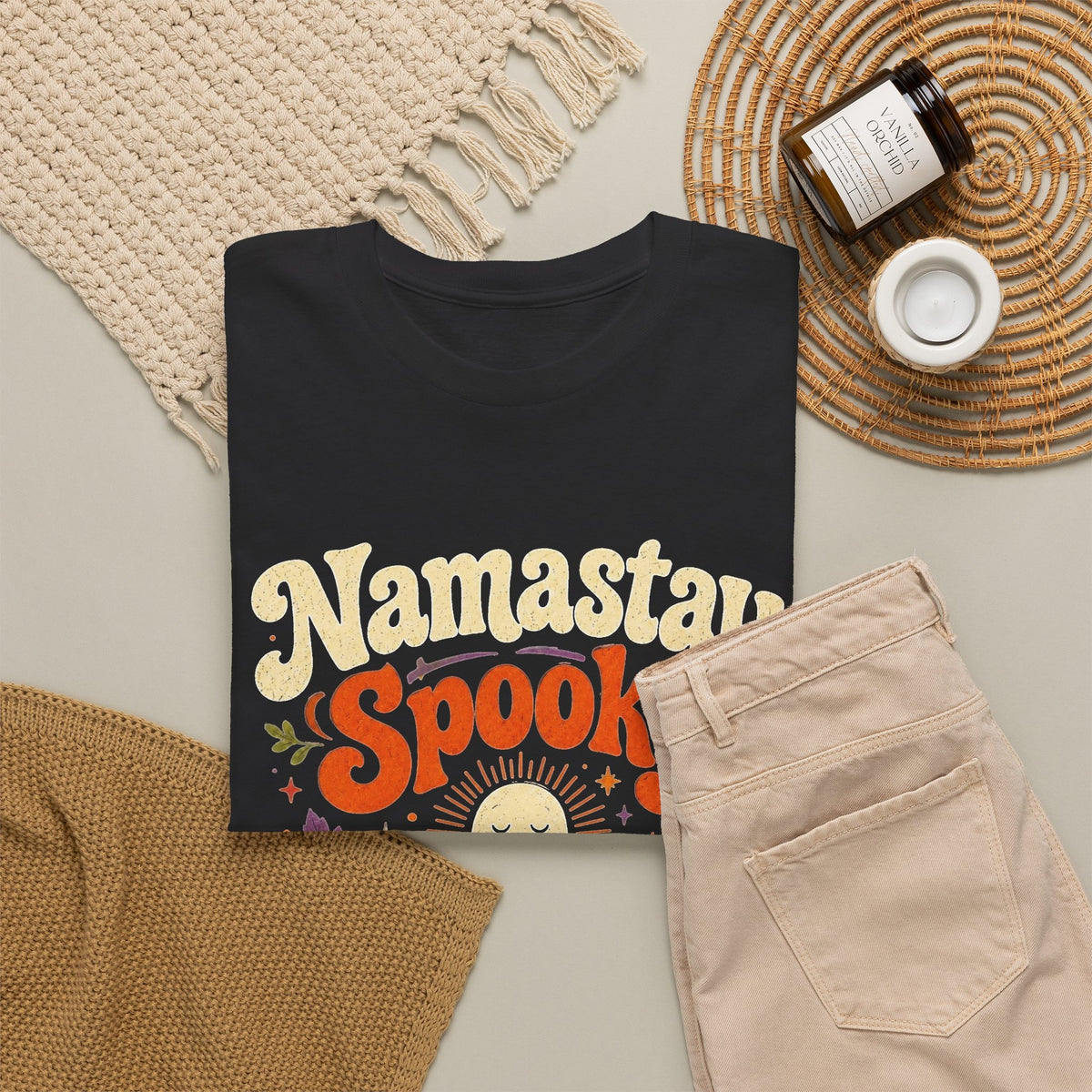 Namastay Spooky Ghost Halloween T-Shirt Men's Graphic Tee