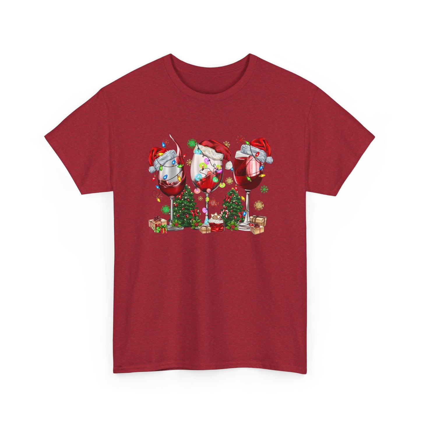 Christmas Wine Glasses Graphic T Shirt NEW ADULT