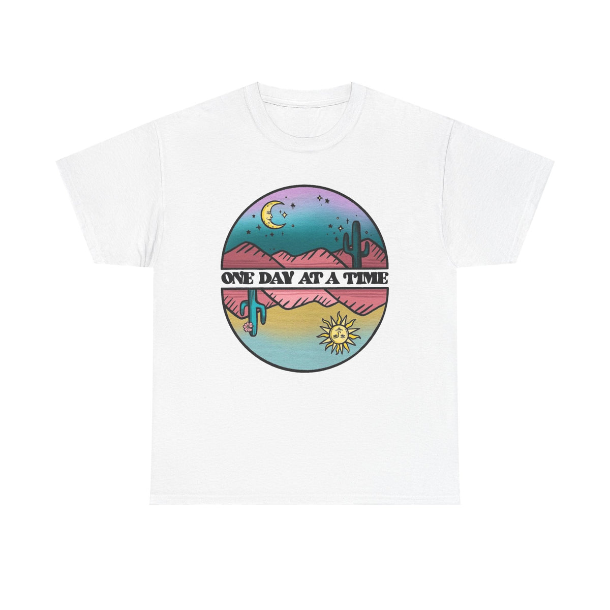 One Day At A Time Graphic T Shirt Men's Heavy Cotton Tee