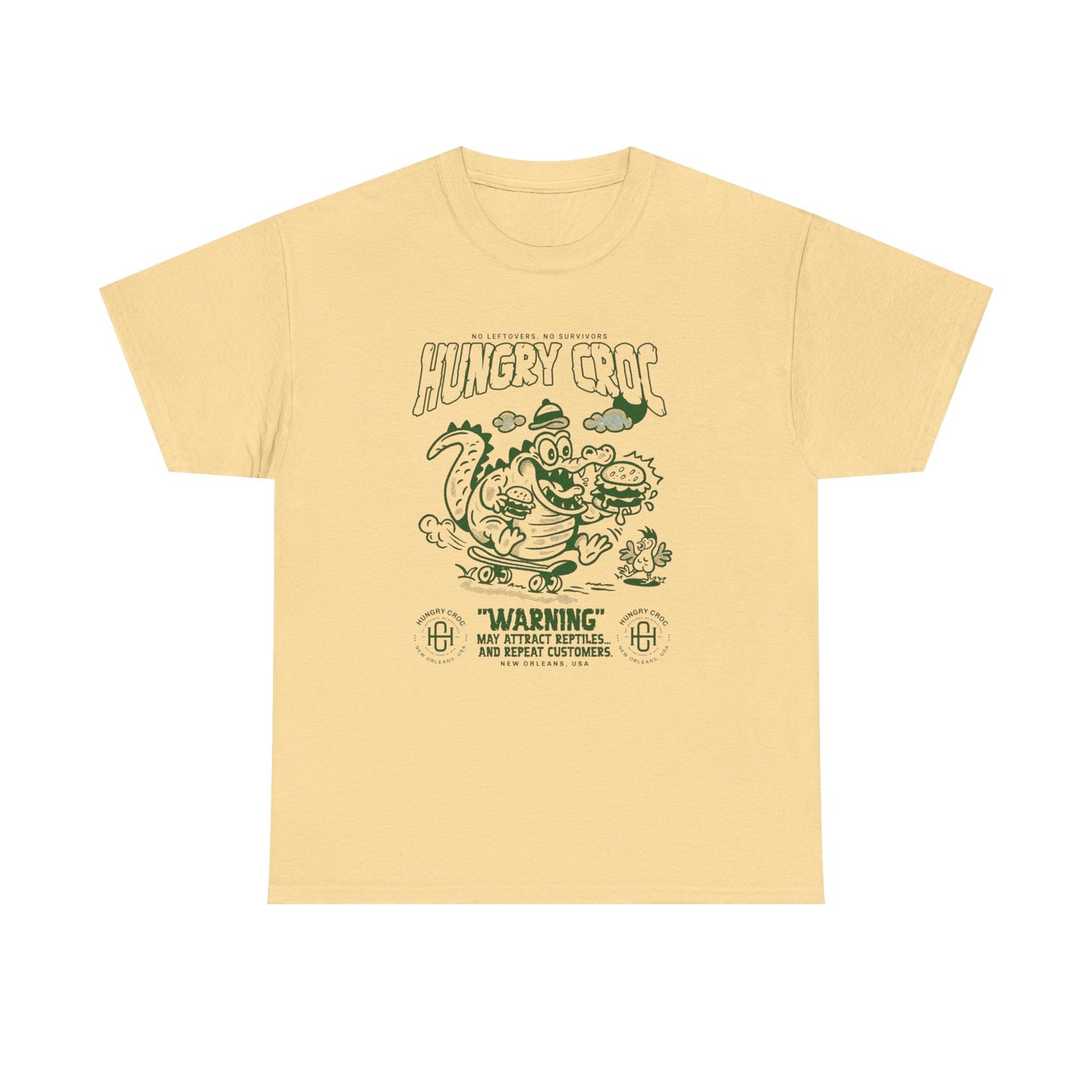 Hungry Croc Alligator Graphic T-Shirt Comfy Cotton Tee Brand NEW