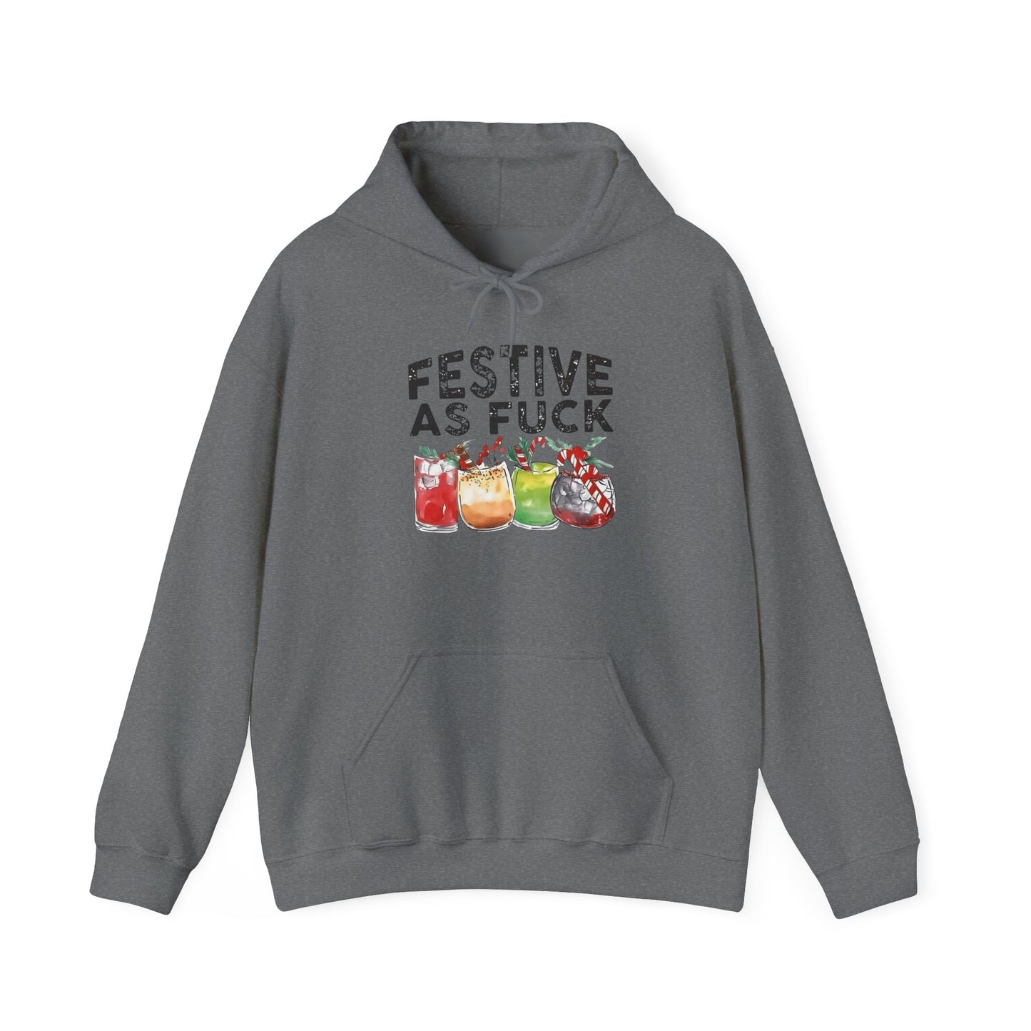 Festive AF Funny Holidays Graphic Hoodie Unisex Heavy Blend™ Hooded Sweatshirt