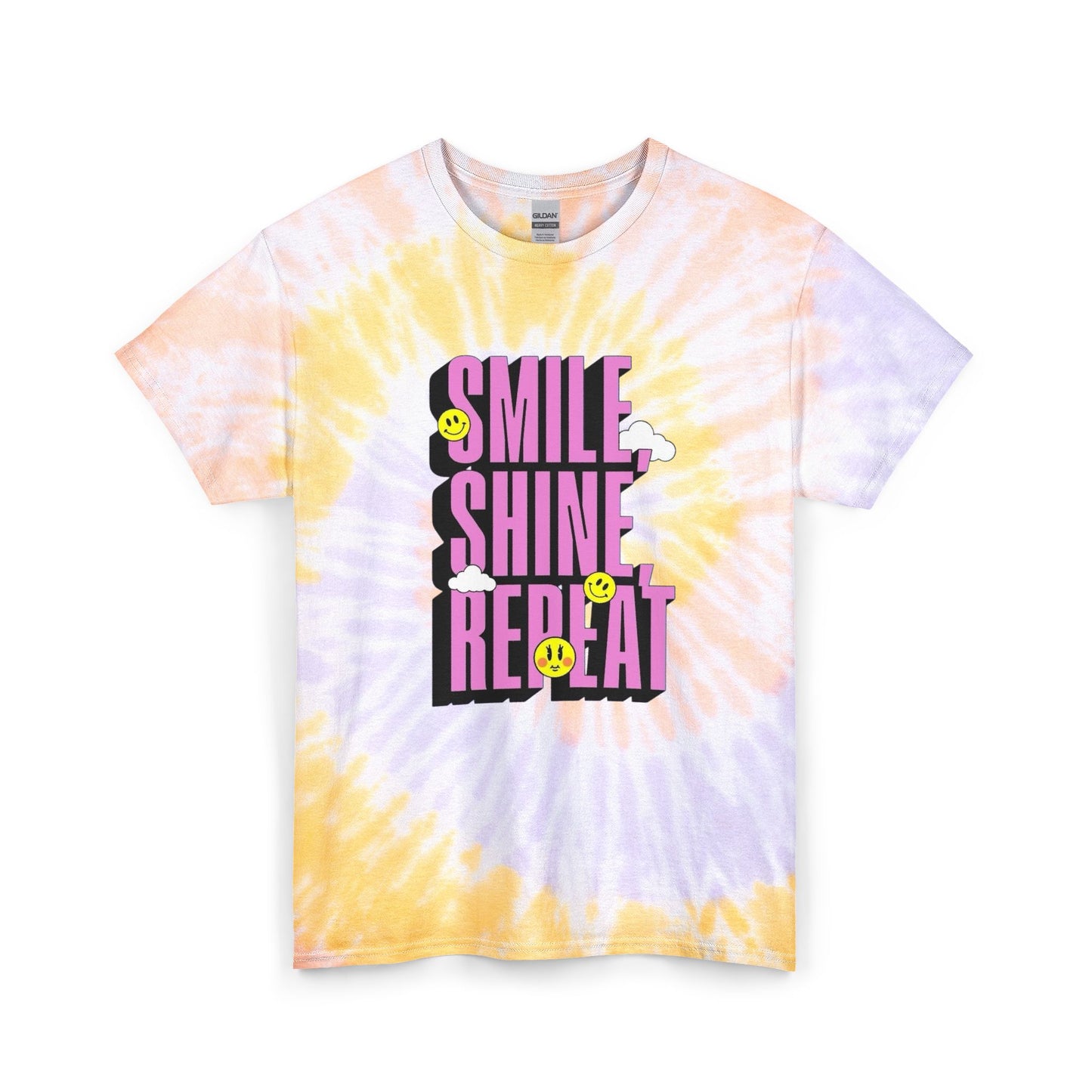 Smile Shine Repeat Graphic T Shirt Unisex Tie Dye Cotton Tee Gift