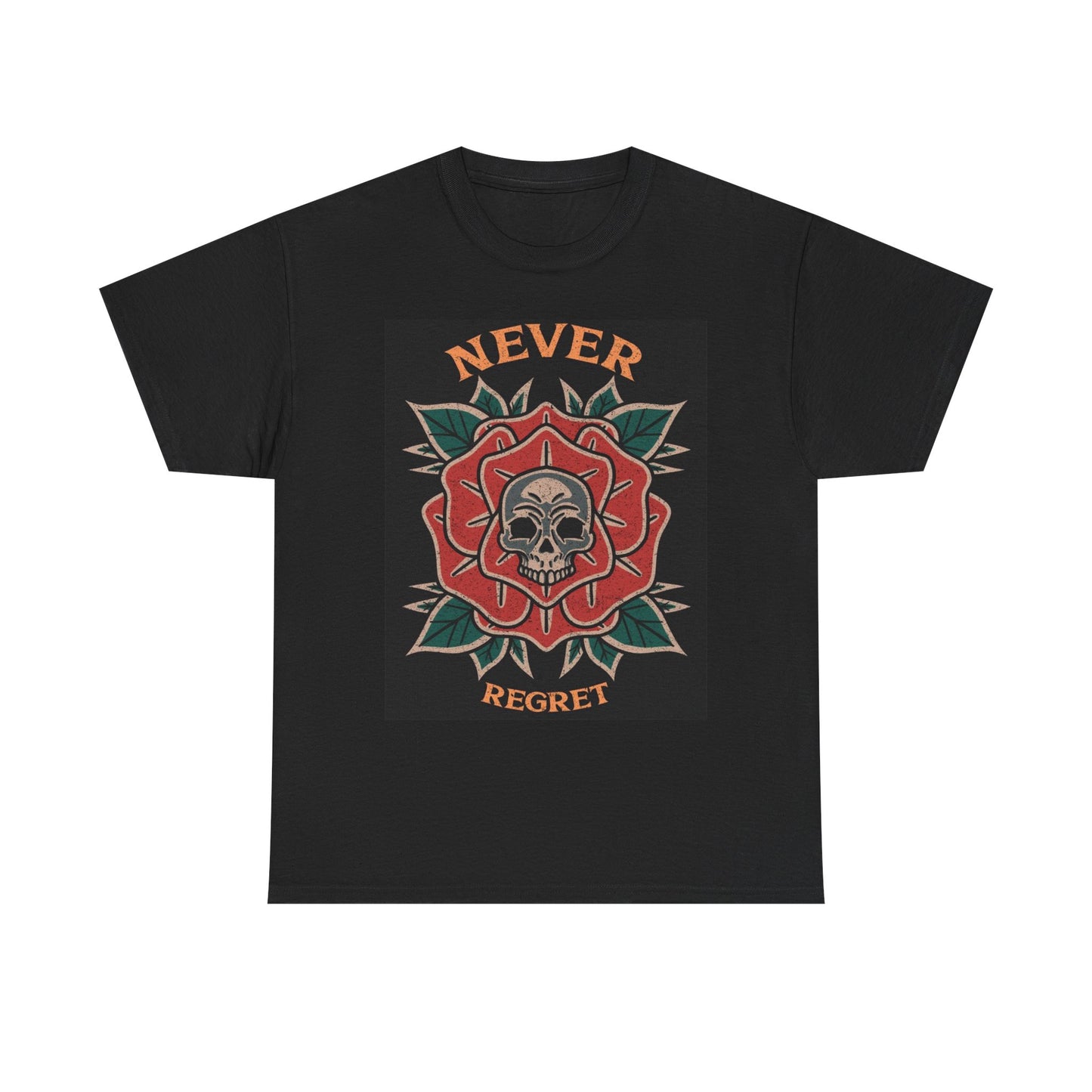 Never Regret Graphic T Shirt Sailor Jerry Rose Tattoo Unisex Heavy Cotton Tee
