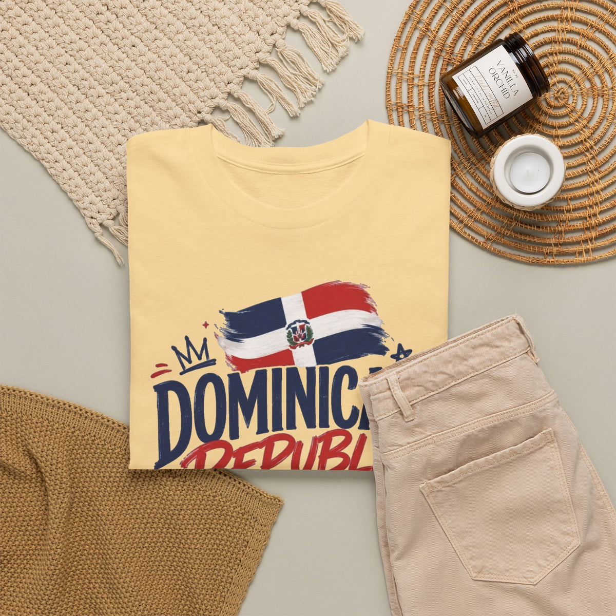 Dominican Republic Graphic T Shirt Men's Flag Retro Heavy Cotton Tee
