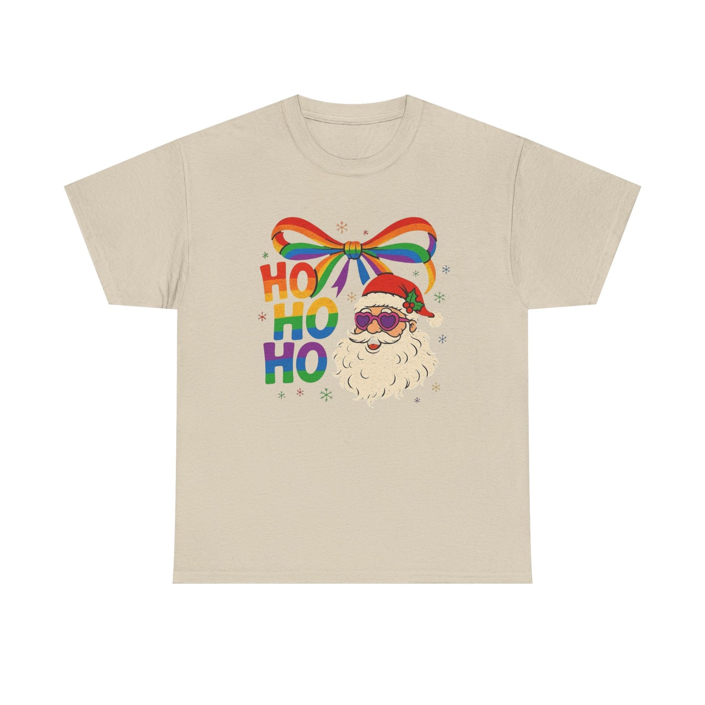 Ho Ho Ho Rainbow Santa Christmas Graphic T Shirt NEW Unisex Heavy Cotton Tee