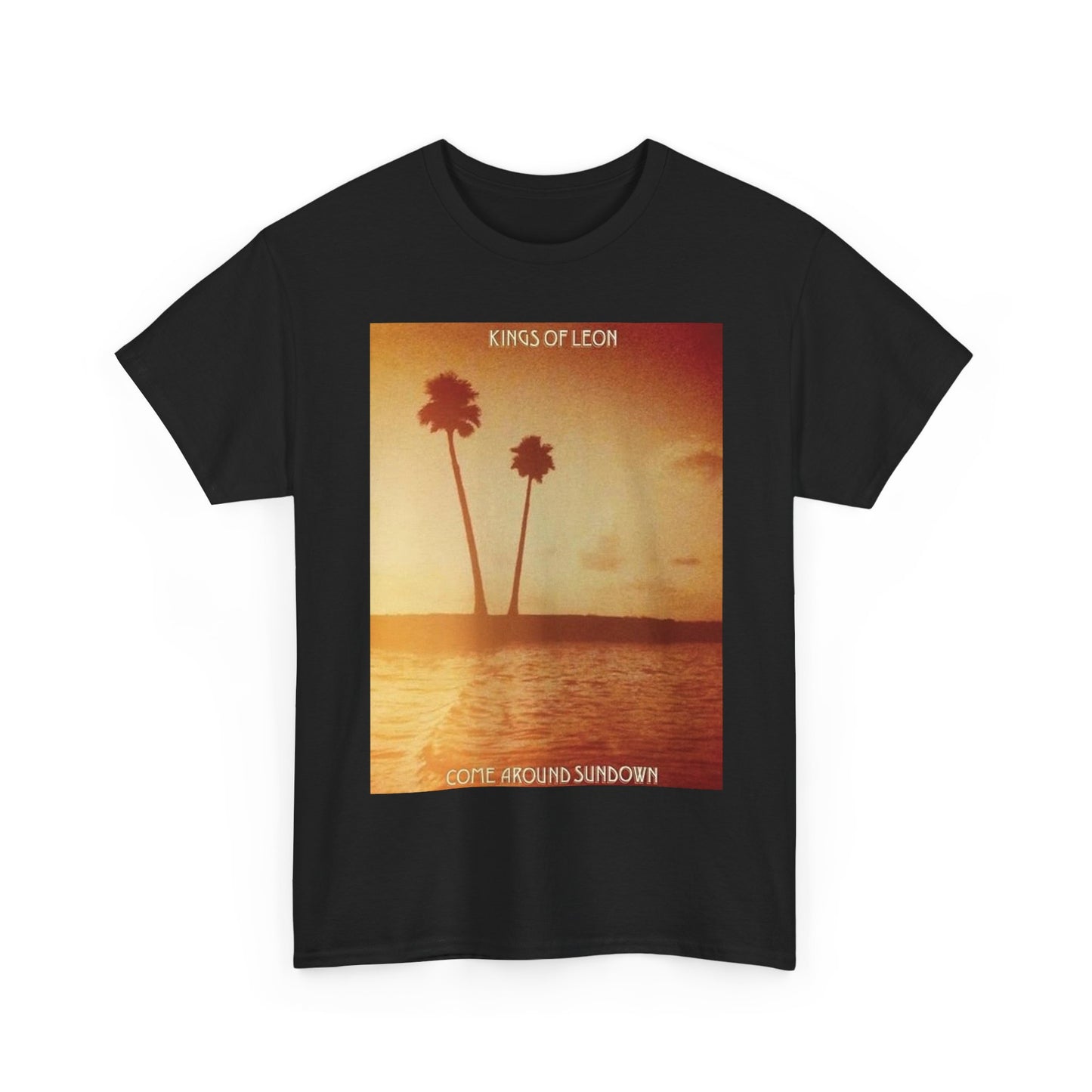 Kings of leon T-shirt vintage graphic beach palm sunset rock tour Unisex Heavy