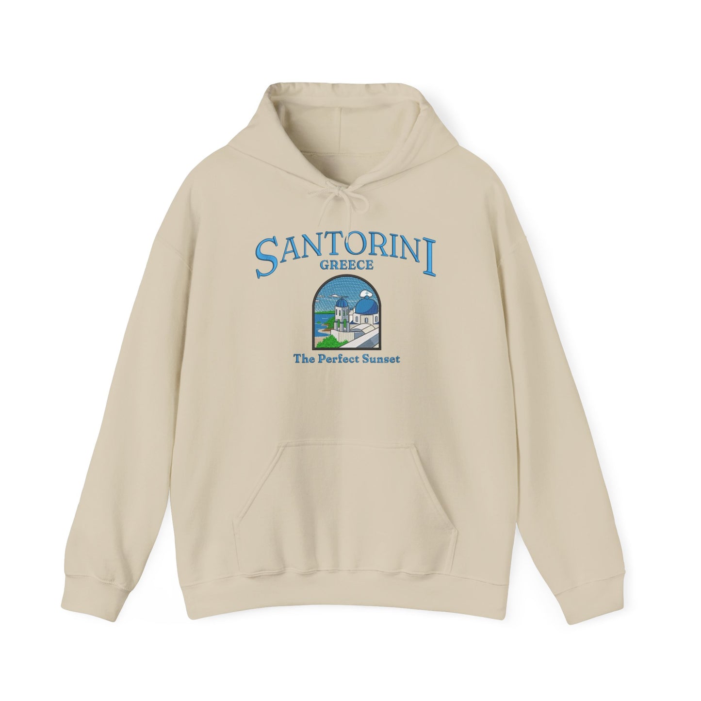 Santorini Greece Graphic Hoodie Heavy Blend Sweatshirt NEW