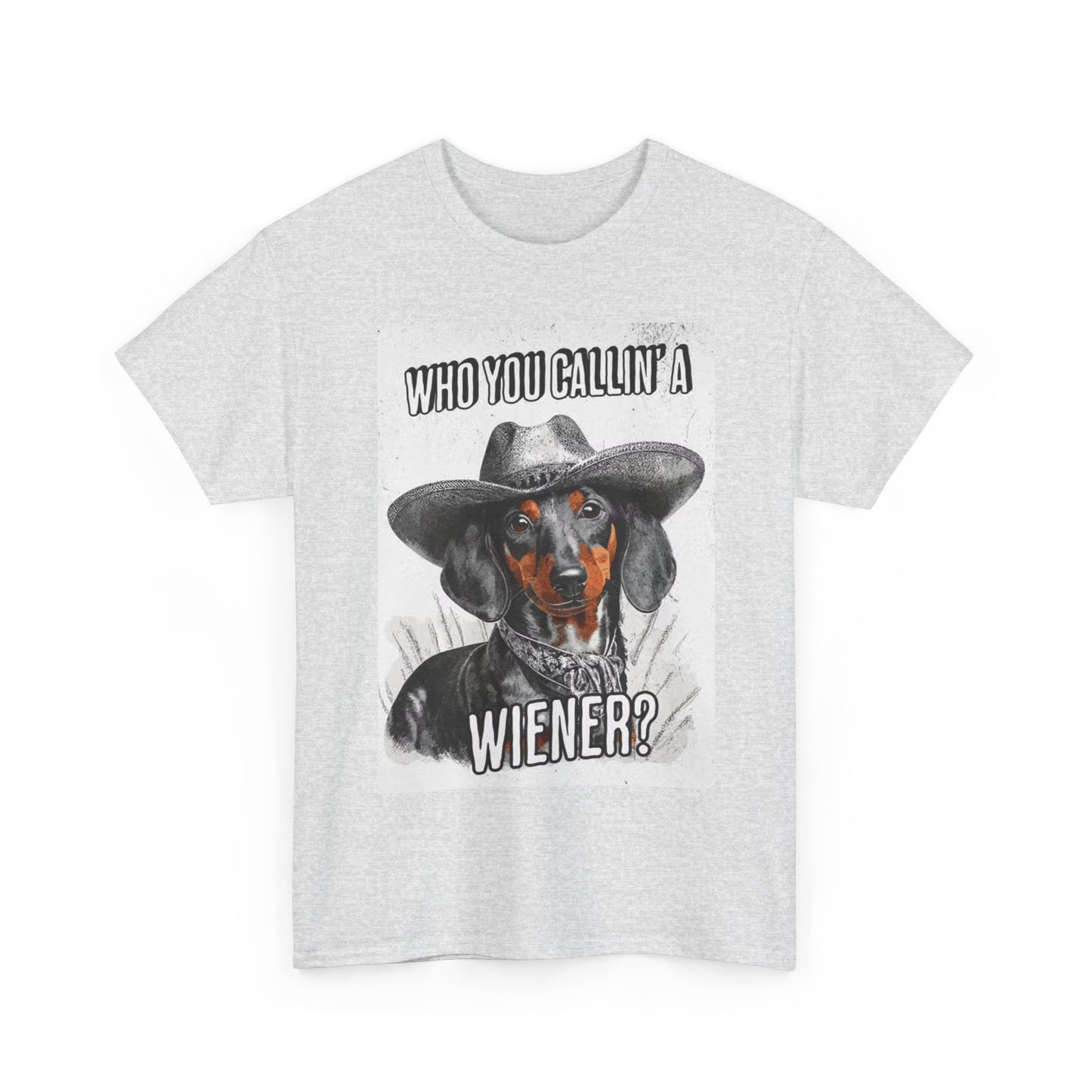 Funny Dog Tshirt Weiner Dog Cowboy Graphic comedy Unisex Heavy Cotton Tee