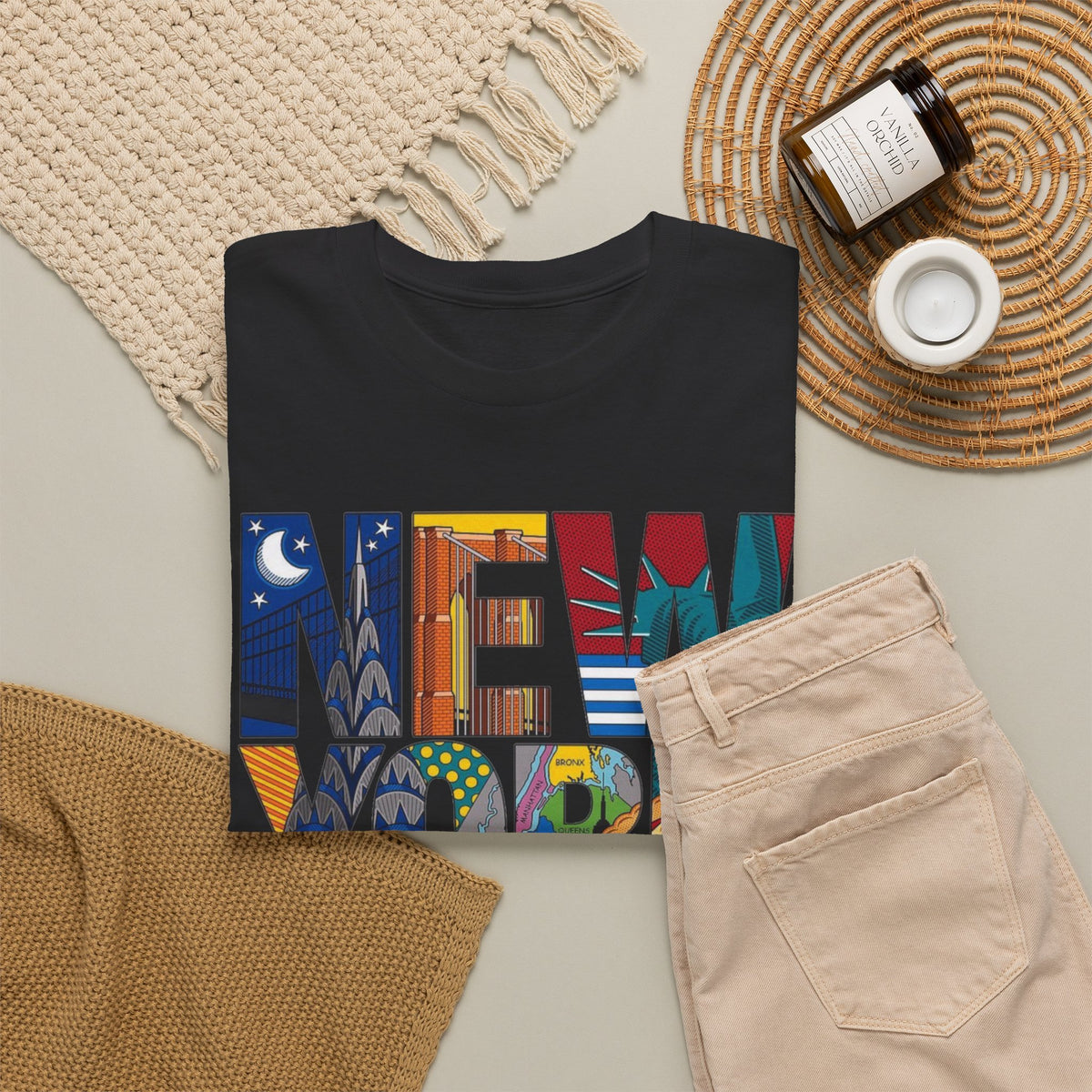 New York City Art Graphic T Shirt Men's Classic Retro Heavy Cotton Tee