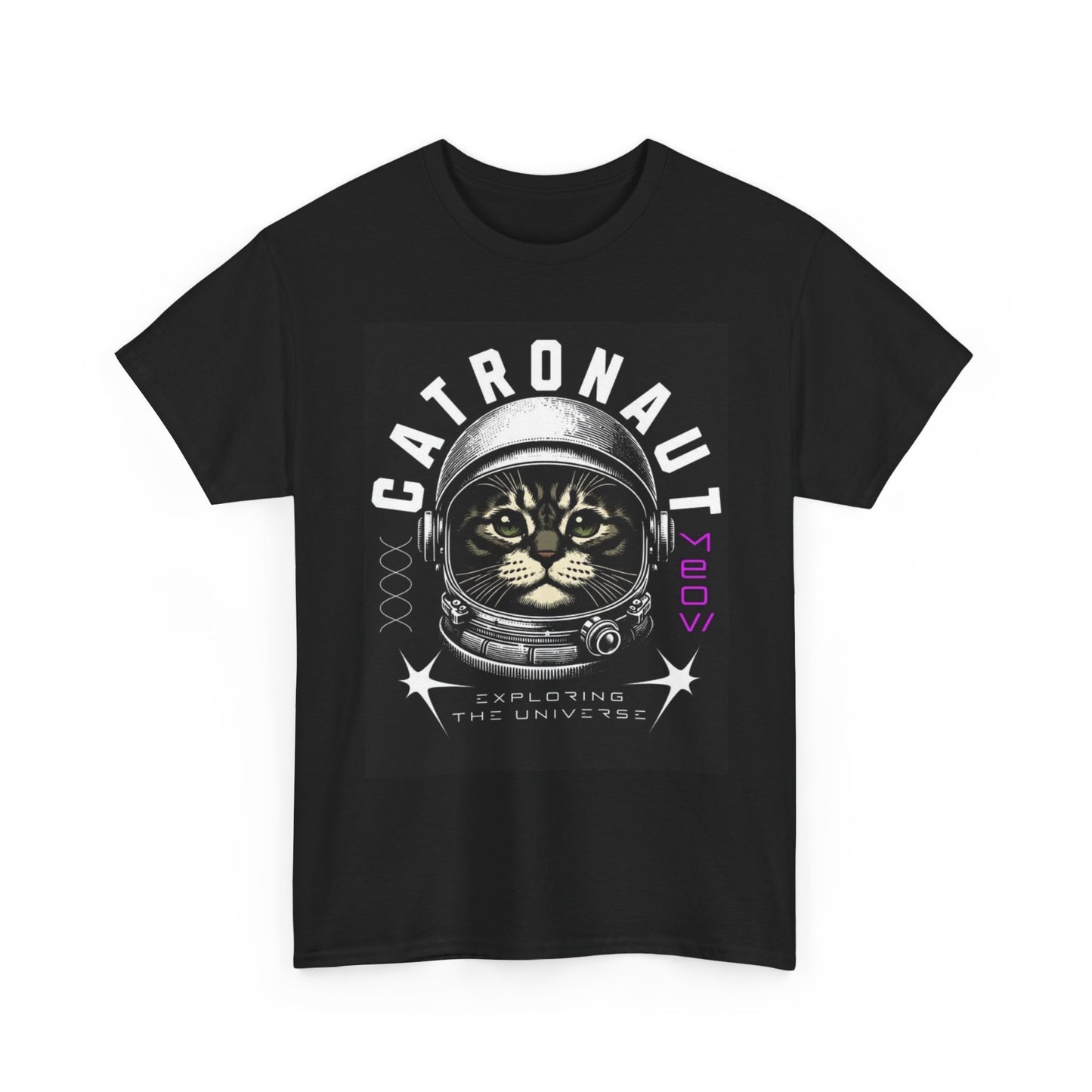 Cat Astronaut Graphic T Shirt Funny Unisex Heavy Cotton Tee
