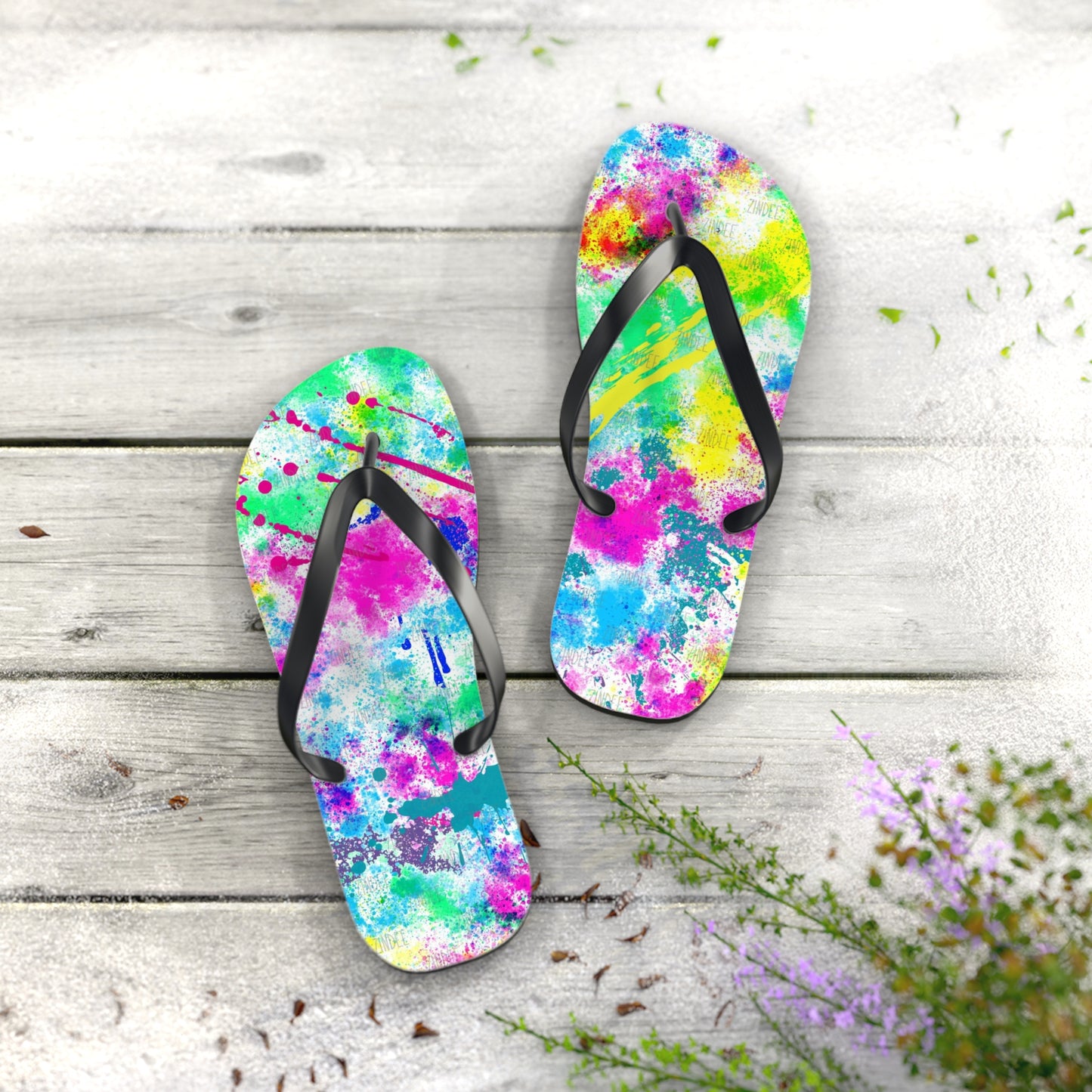 Neon Paint Flip Flops, Sandals Slides, Summer Footwear, Brand New
