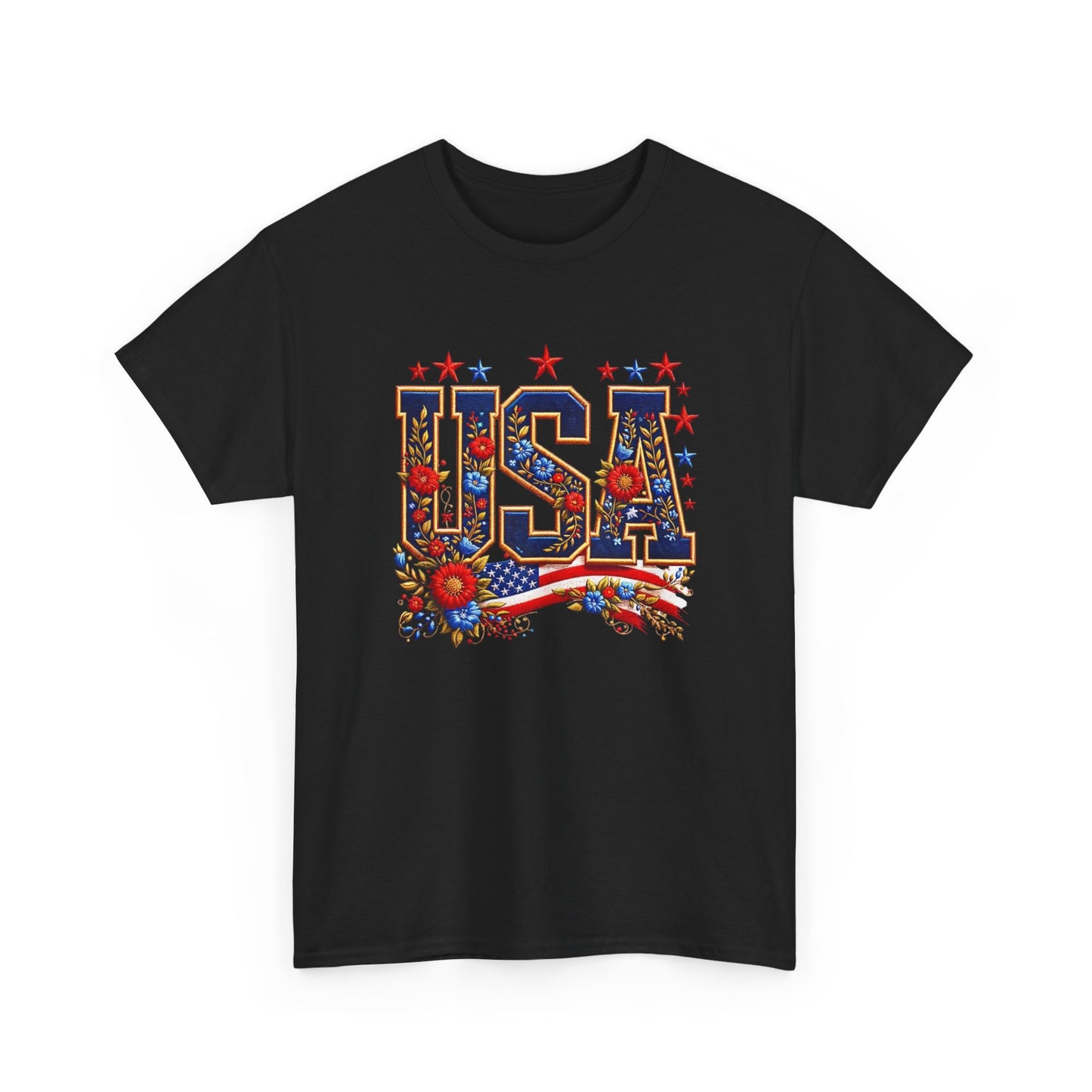 United States Floral Graphic T Shirt Unisex NEW Heavy Cotton Tee